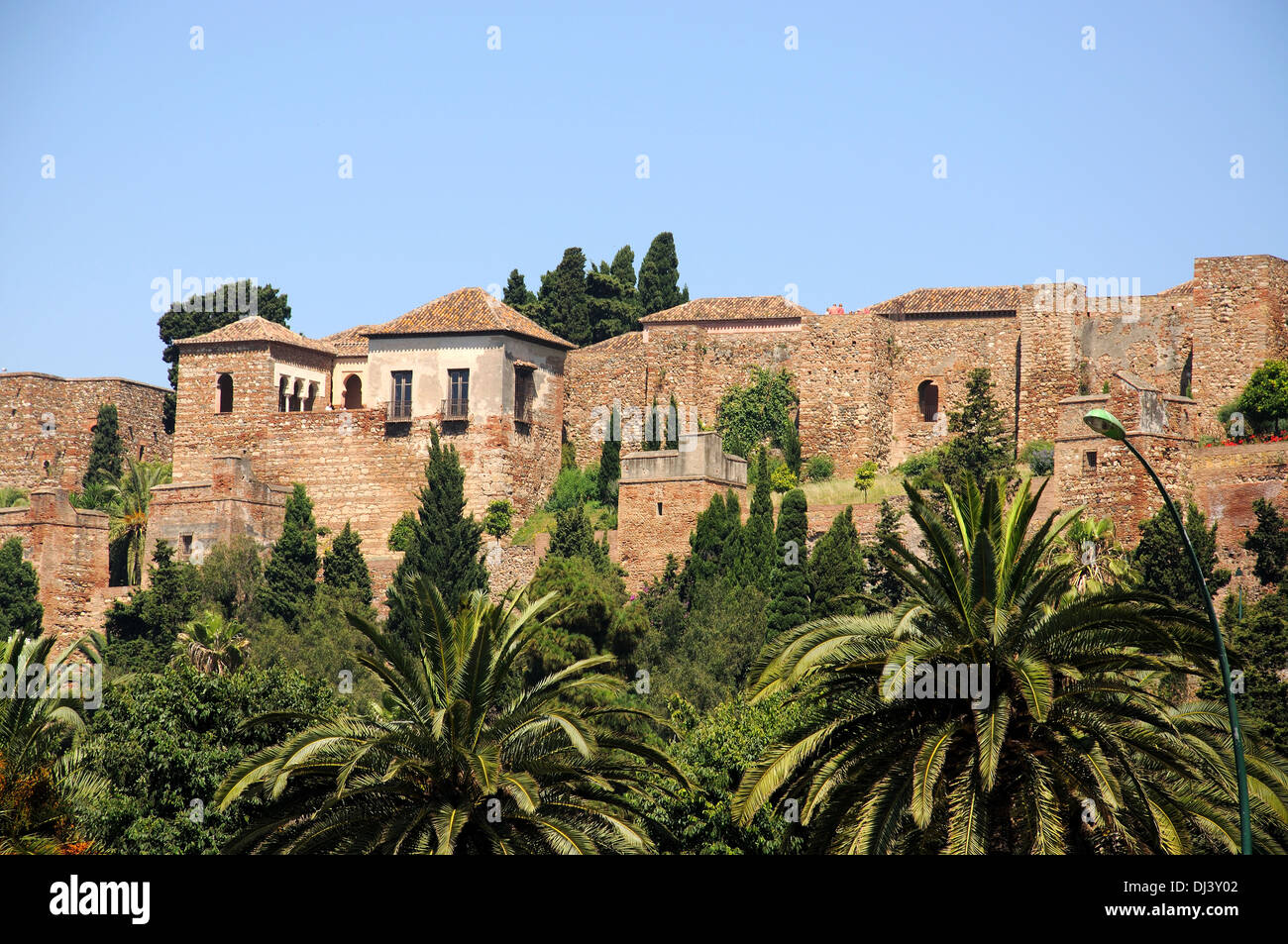 Gibralfaro Burg (Alcazaba de Málaga), Malaga, Costa Del Sol, Provinz Malaga, Andalusien, Südspanien, Westeuropa. Stockfoto