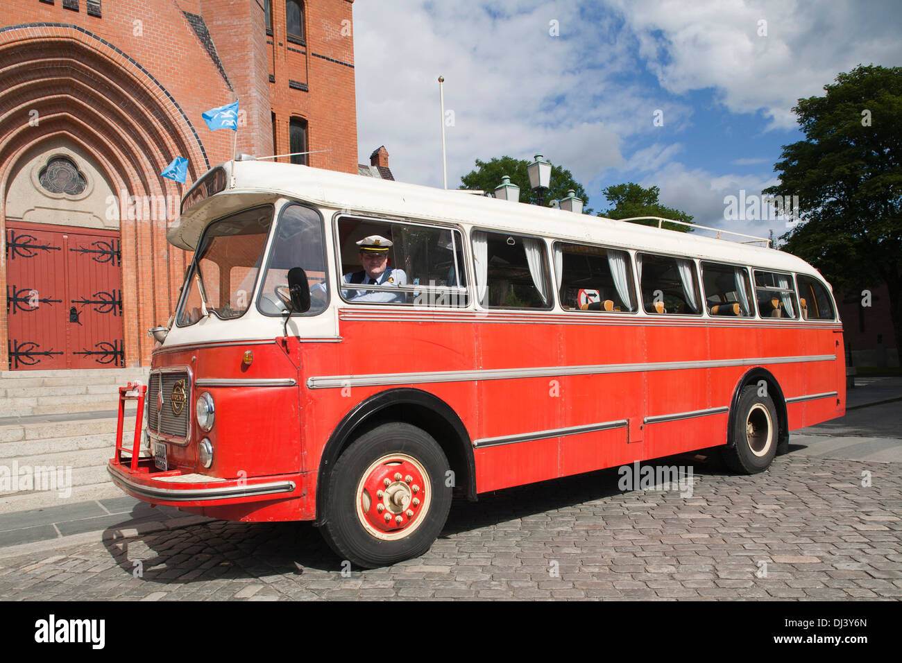 Europa, Norwegen Haugesund Stadt, Oldtimer Bus von volvo Stockfoto
