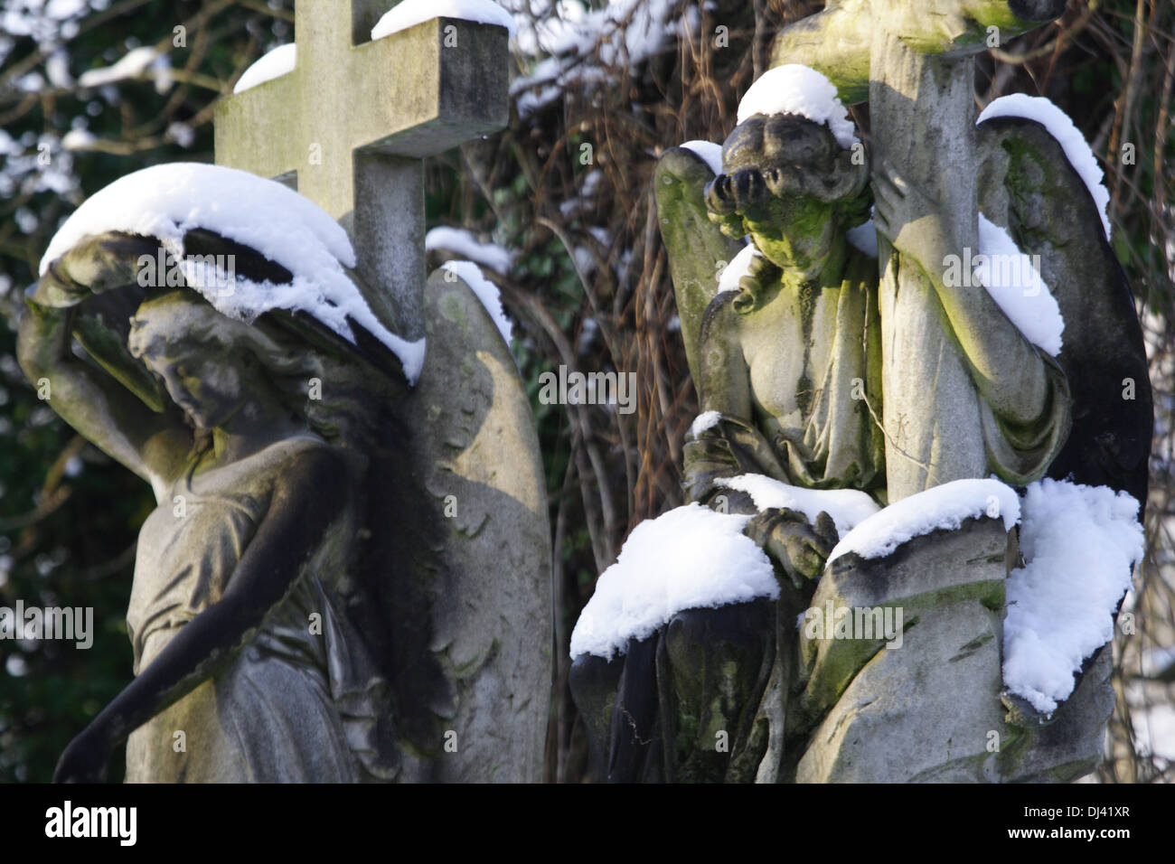 Abney Park Cemetery in Stoke Newington London in einer Winterlandschaft Stockfoto