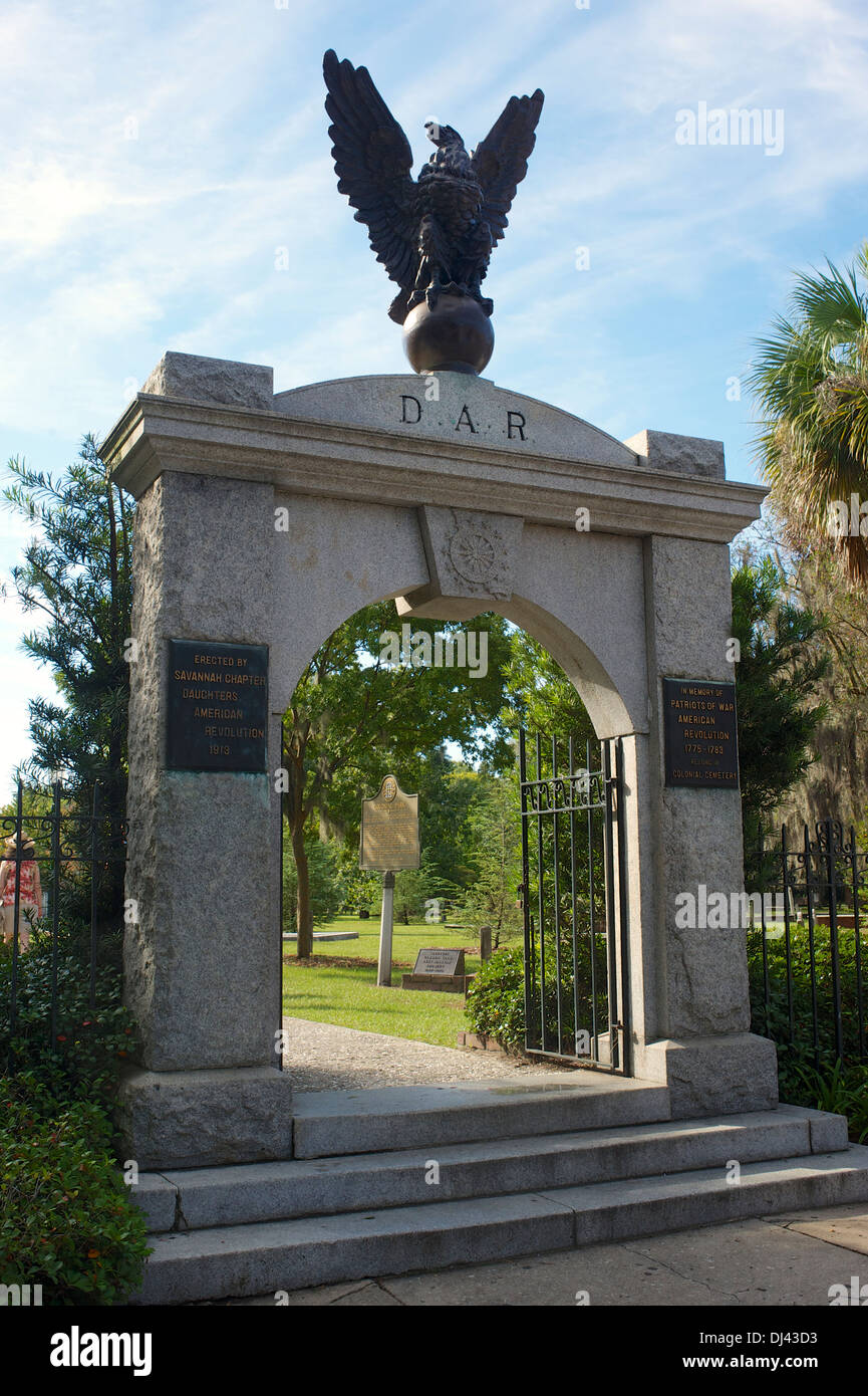 Eingang zum Friedhof DAR, Savannah, Georgia, USA Stockfoto