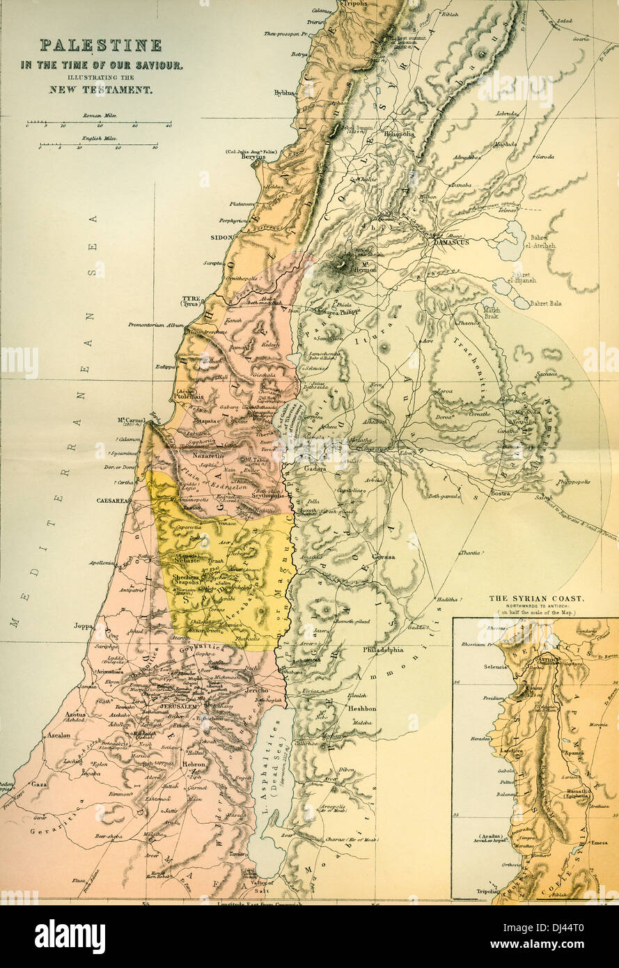 Landkarte von Palästina ca. 1. Jahrhundert n. Chr. Stockfoto