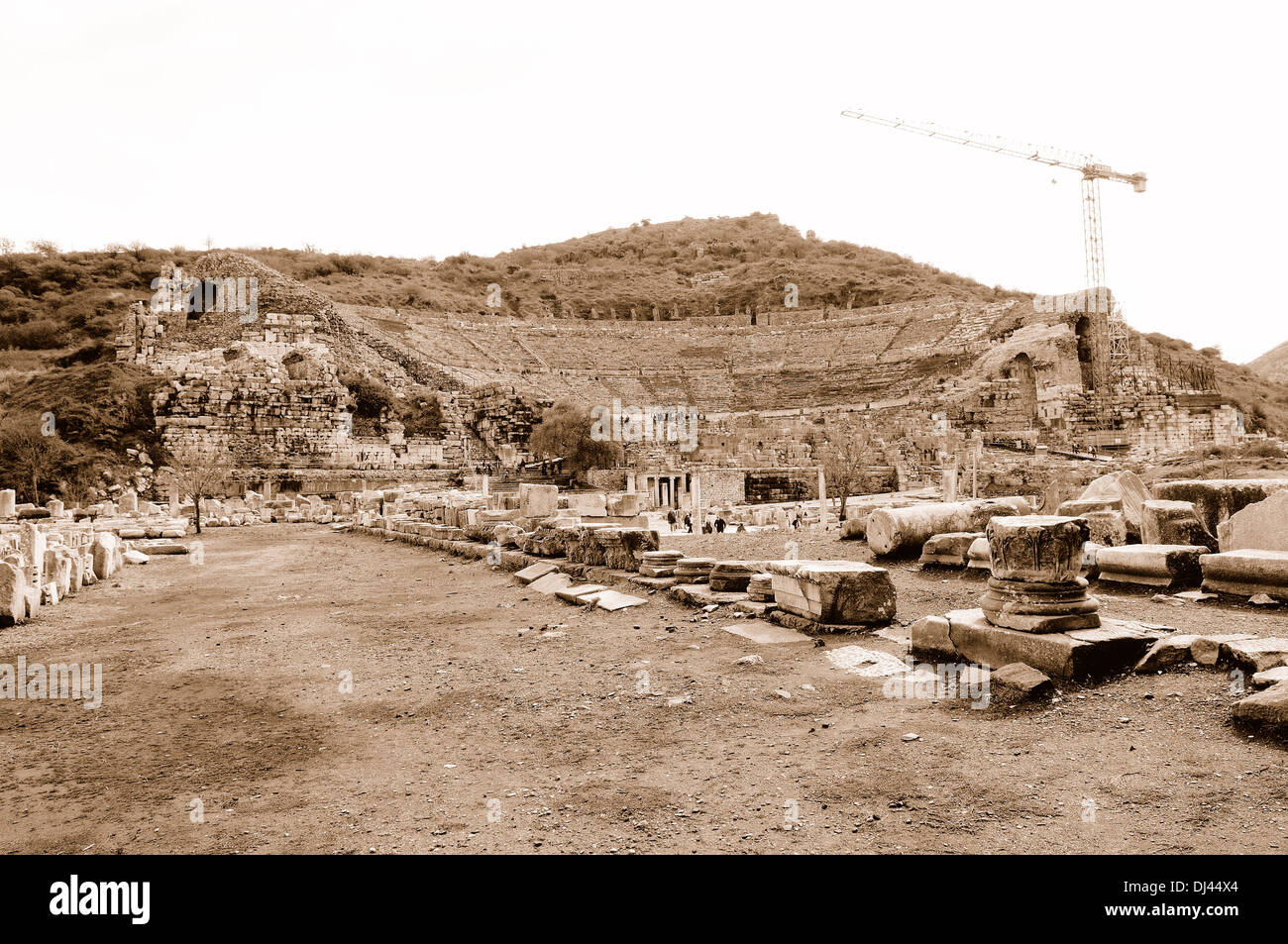 Das Grand Theater von Ephesus-sepia Stockfoto