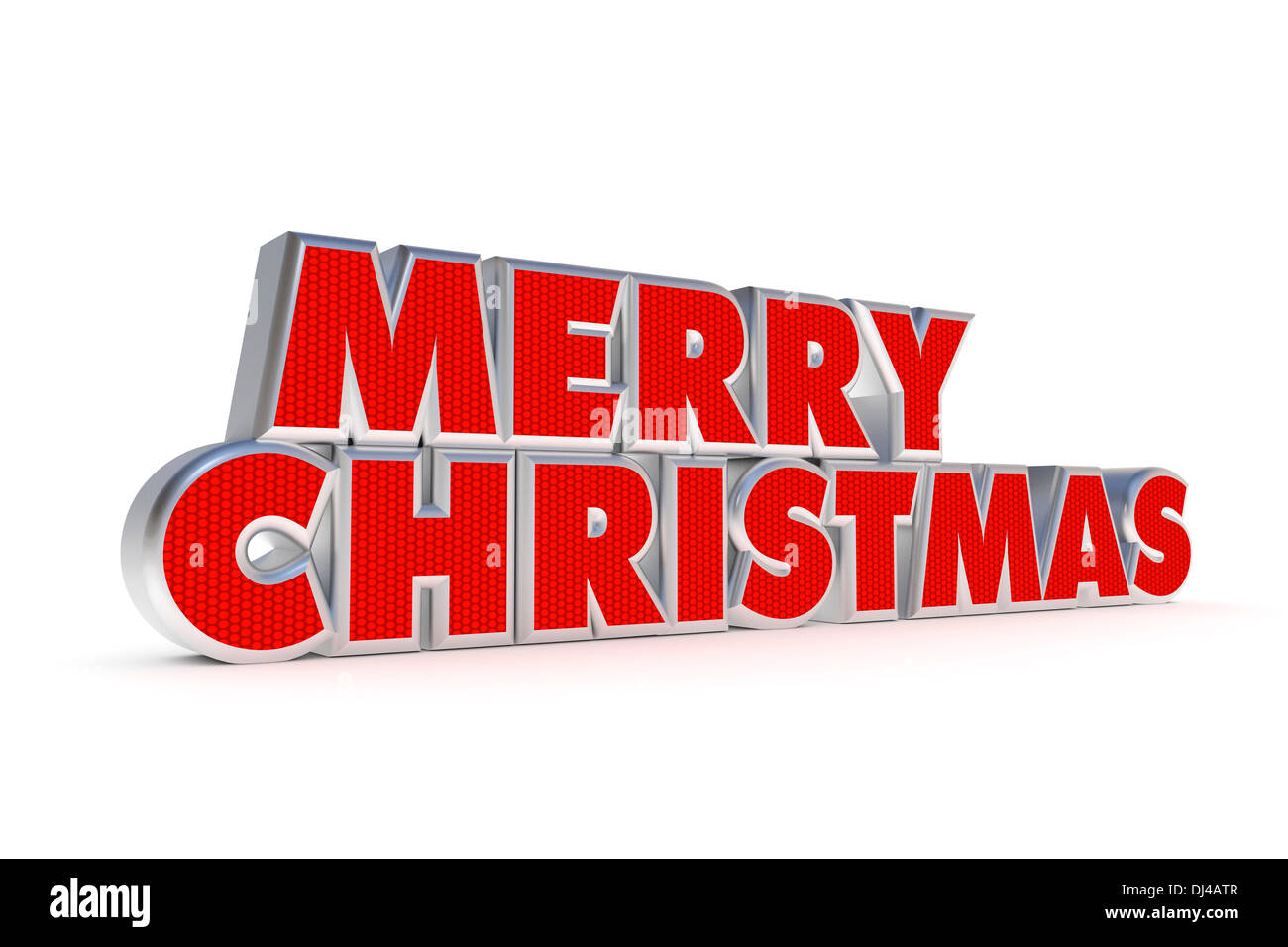 Rot und Silber frohe Weihnachtsgrüße auf weißem Hintergrund Stockfoto