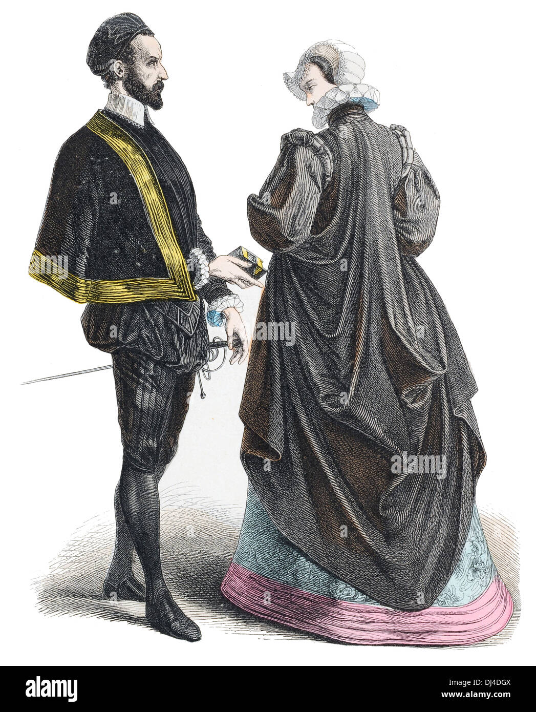 Frankreich Gericht Kostüme aus dem 16. Jahrhundert Stockfoto