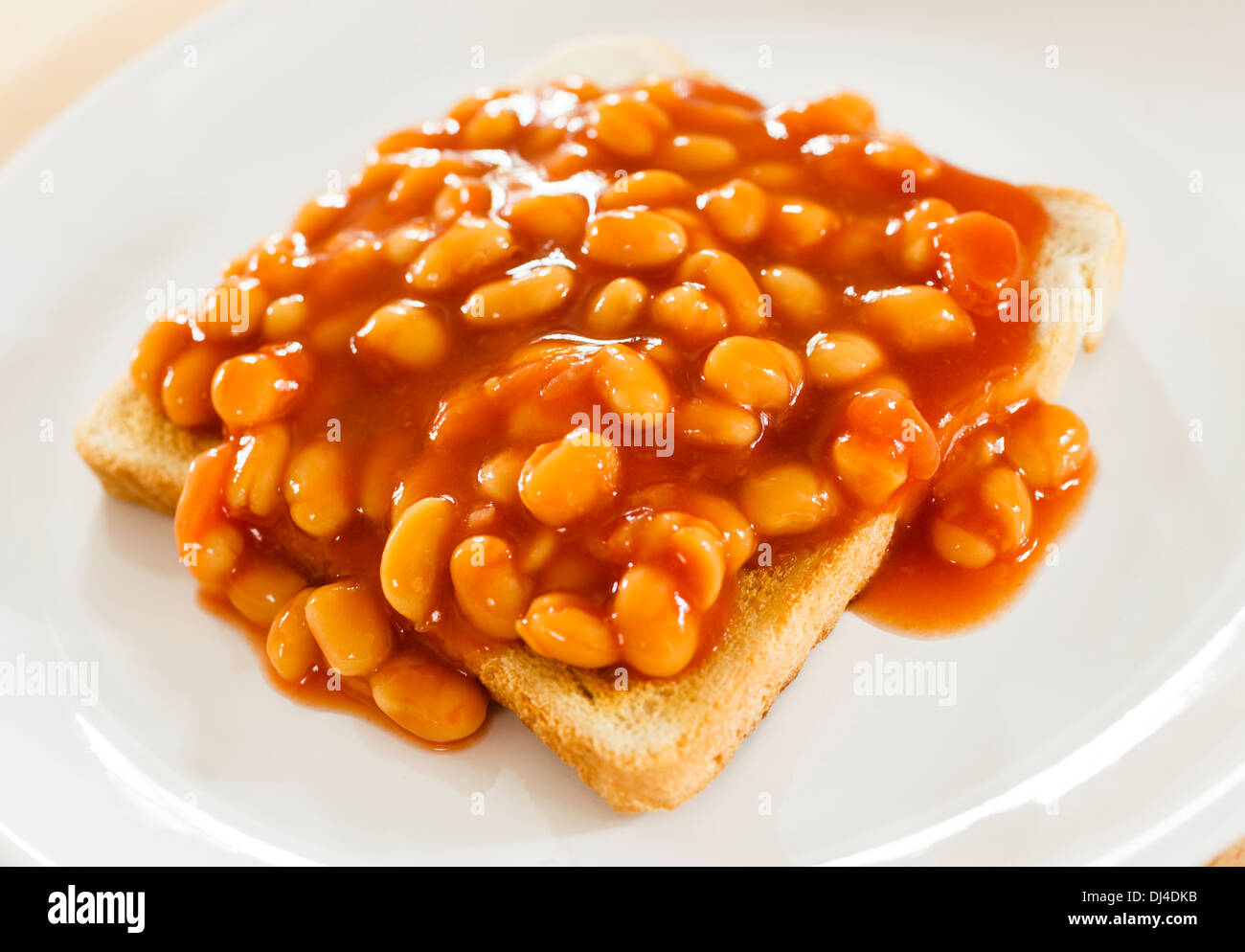 Bohnen auf toast Stockfoto