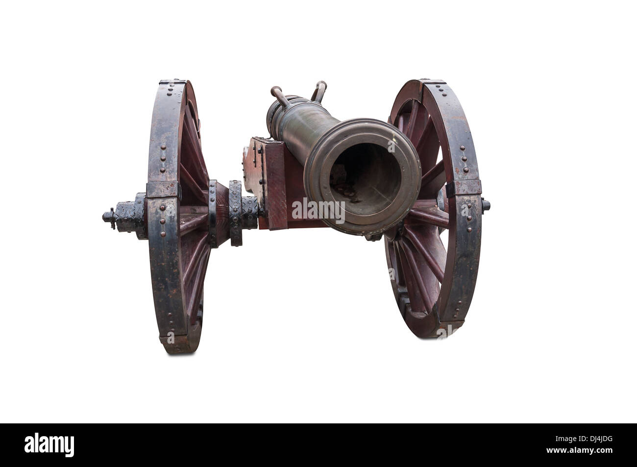 Alte Kanone isoliert auf weißem Hintergrund mit Beschneidungspfad Stockfoto