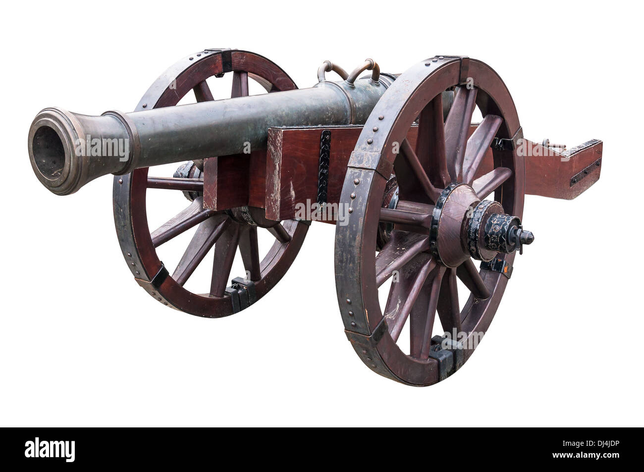 Alte Kanone isoliert auf weißem Hintergrund mit Beschneidungspfad Stockfoto