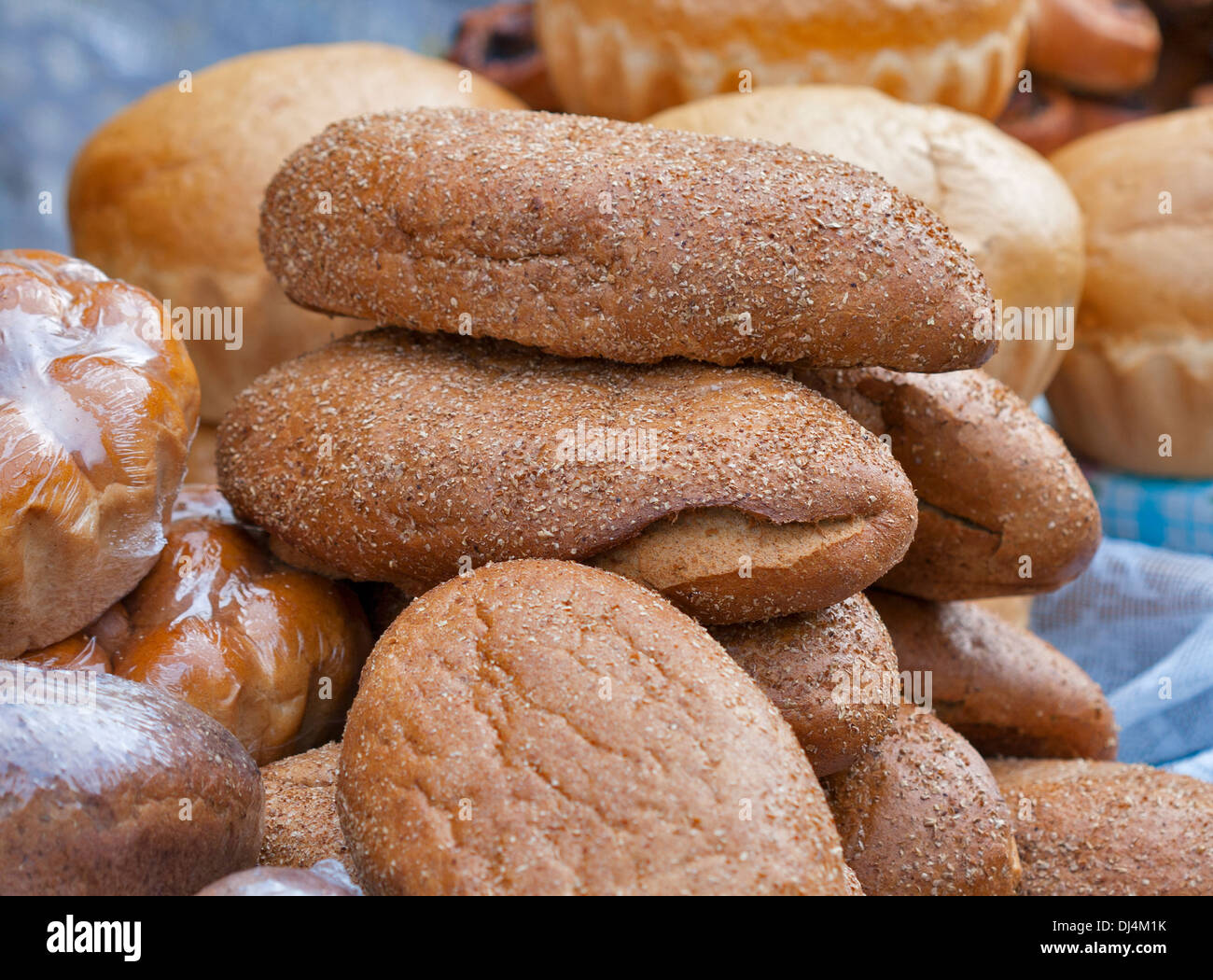 frisch gebackenes Brot Hintergrund closeup Stockfoto