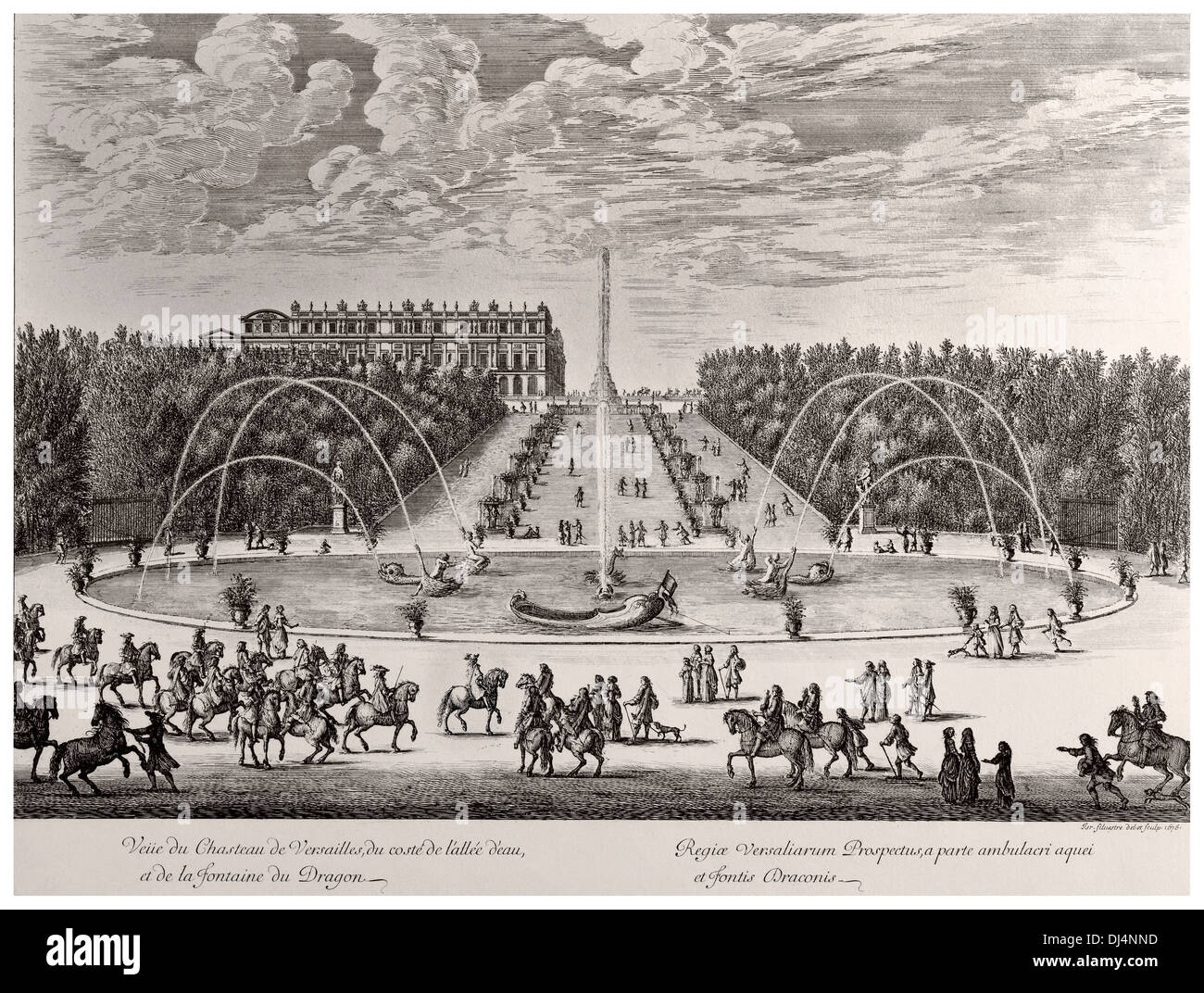 Schloss Versailles 1676 Radierung von renommierten Israel Silvestre mit