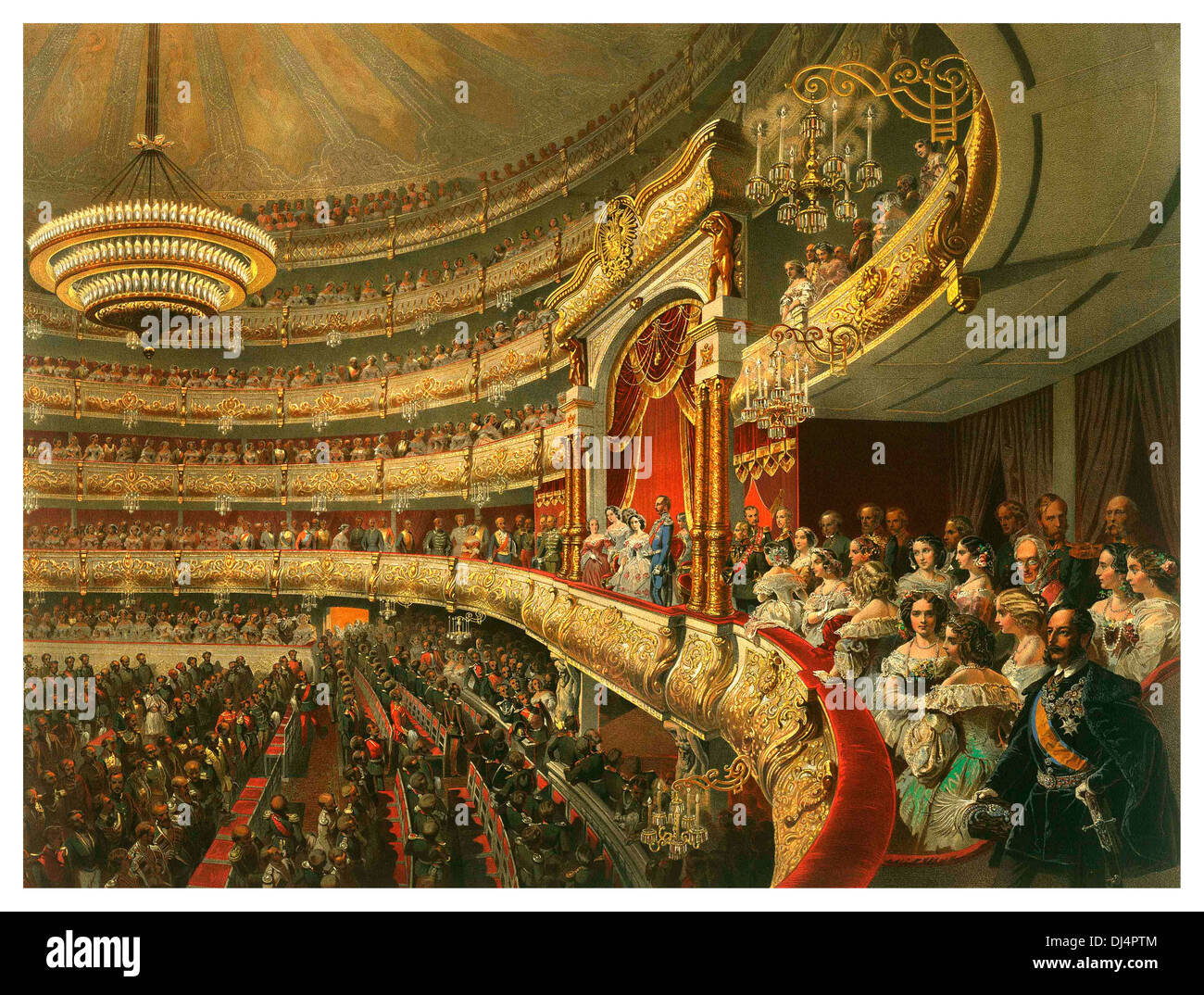 Leistung im Bolschoi-Theater Moskau Russland mit Alexander 11 Royal Box 1856 Stockfoto