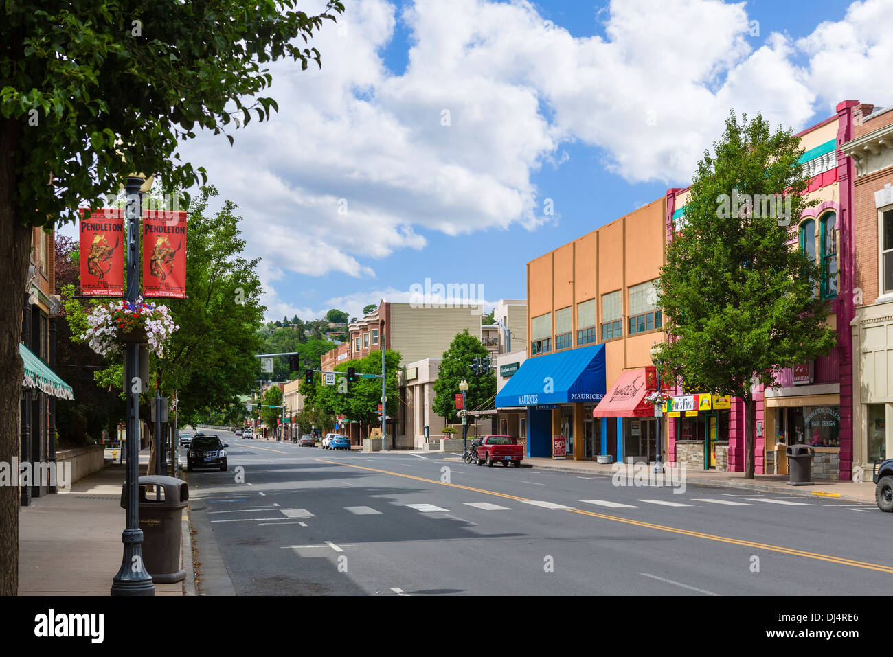 Main Street in der Innenstadt von Pendleton, Oregon, USA Stockfoto