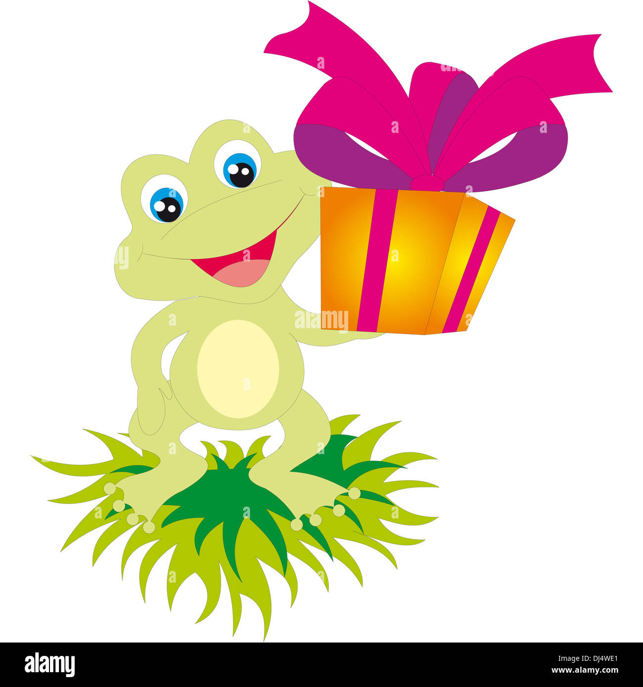 Frosch mit Geschenk-Illustration Stockfotografie - Alamy