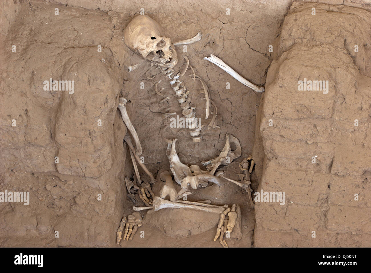 Skelett Grabstätte Sipan Peru Stockfoto