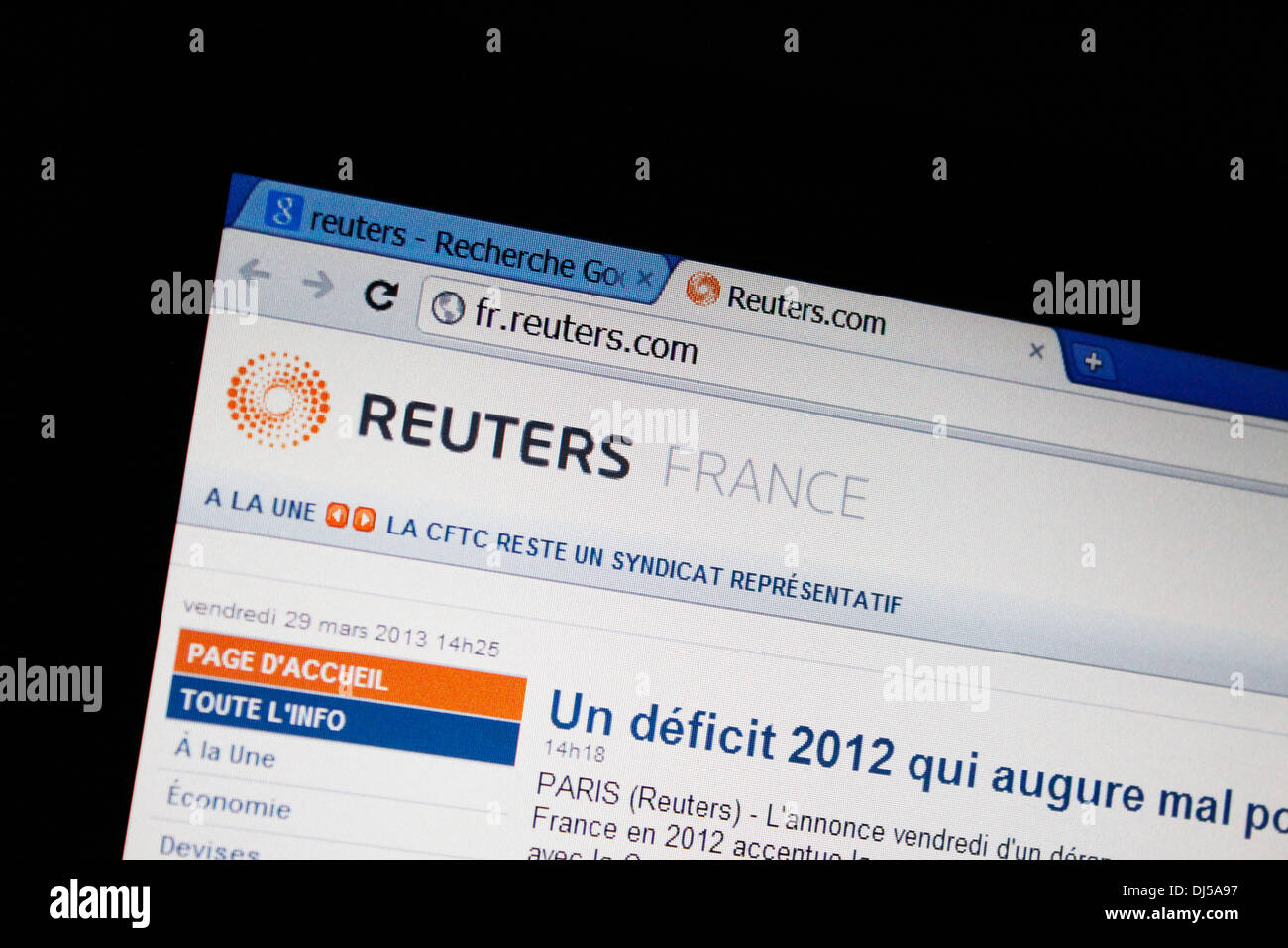 Website der britischen Nachrichtenagentur Reuters. Stockfoto