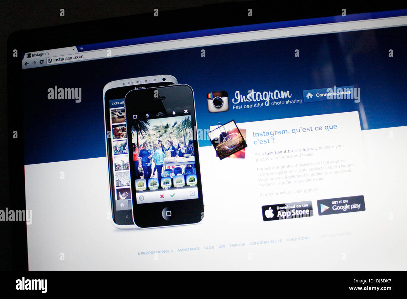 Webseite der Anwendung Instagram für Telefon. Stockfoto
