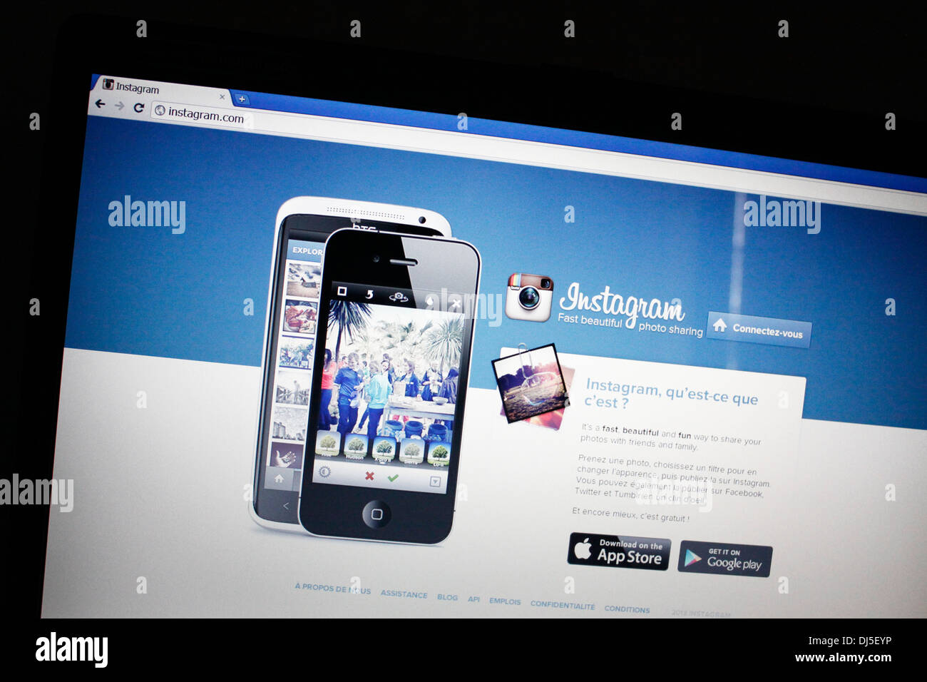 Webseite der Anwendung Instagram für Telefon. Stockfoto