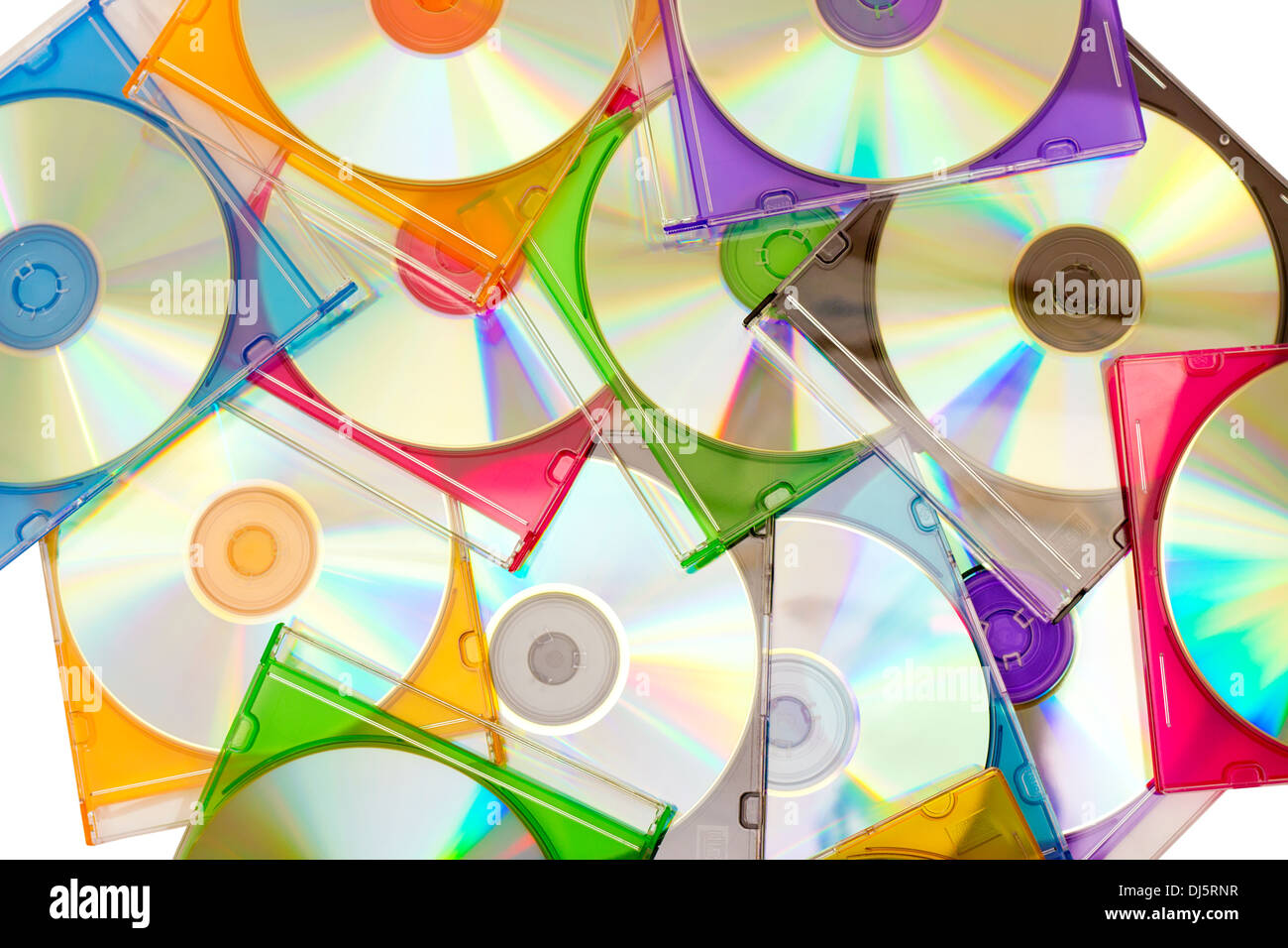 bunte CDs im Boxen in einem Haufen aufgetürmt Stockfoto