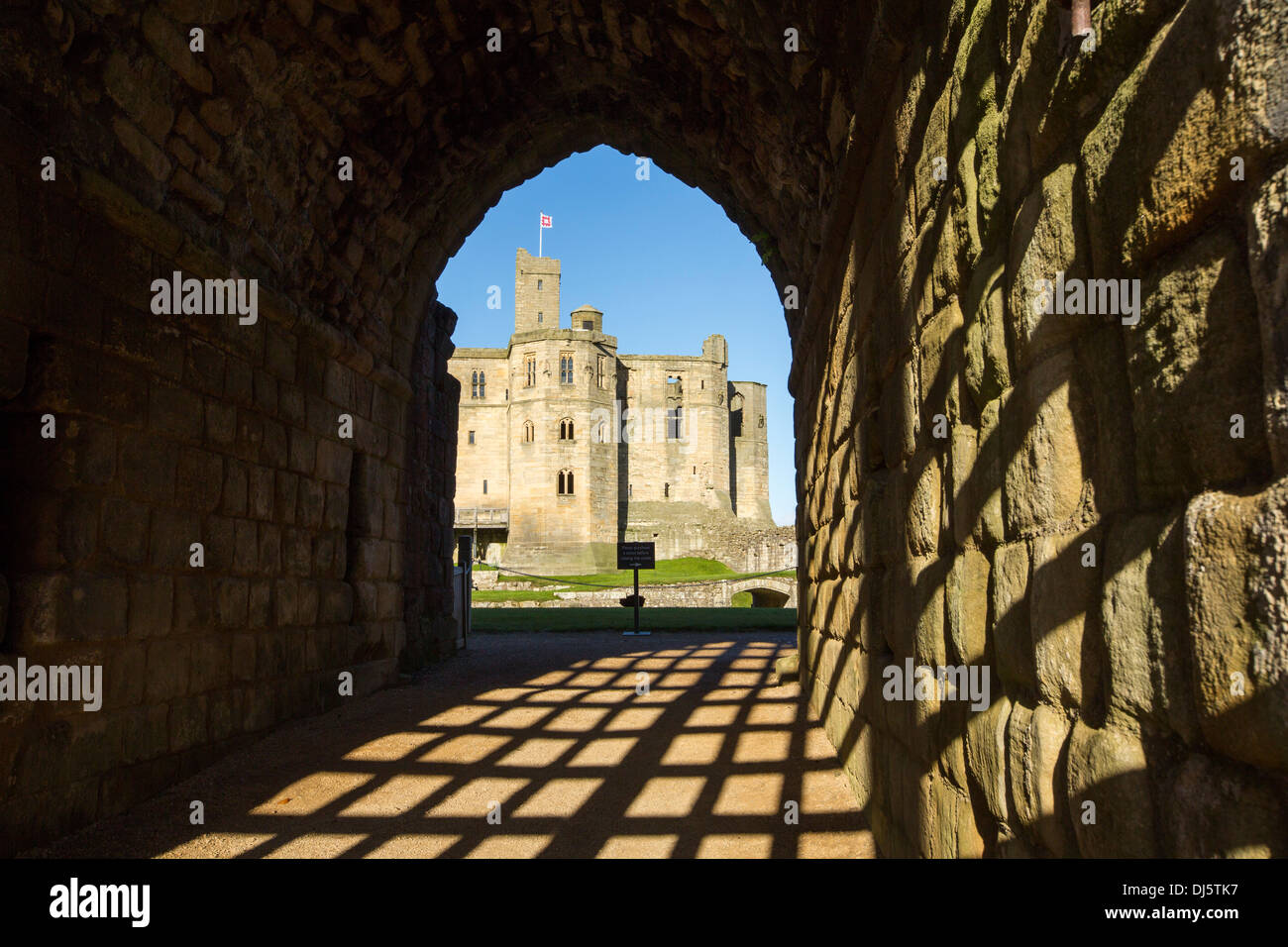 Warkworth Castle in Northumberland, England. Stockfoto