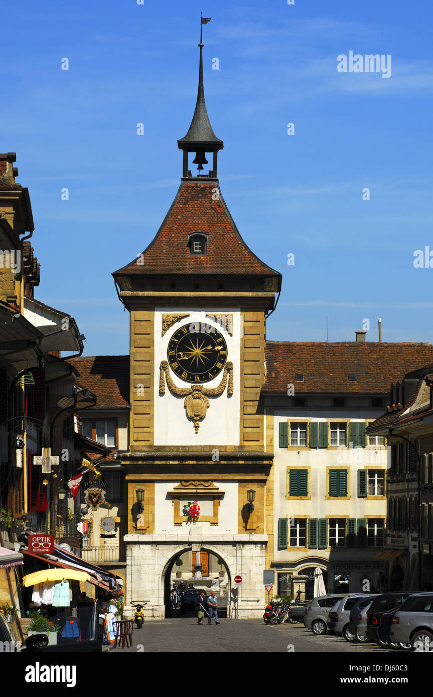 Stadttor von Murten, Schweiz Stockfoto