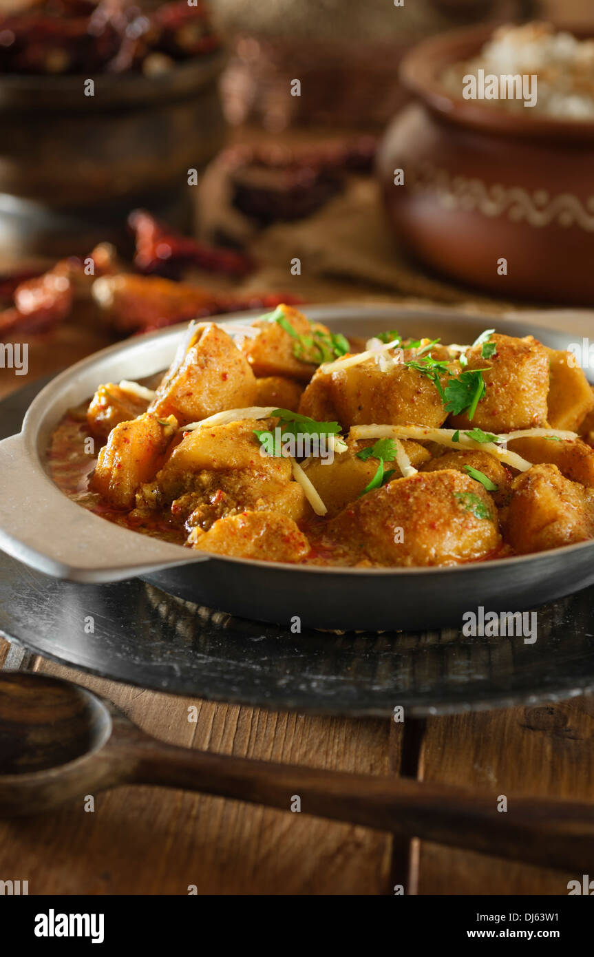 Dum Aloo würzige Kartoffel Curry Indien Essen Stockfoto