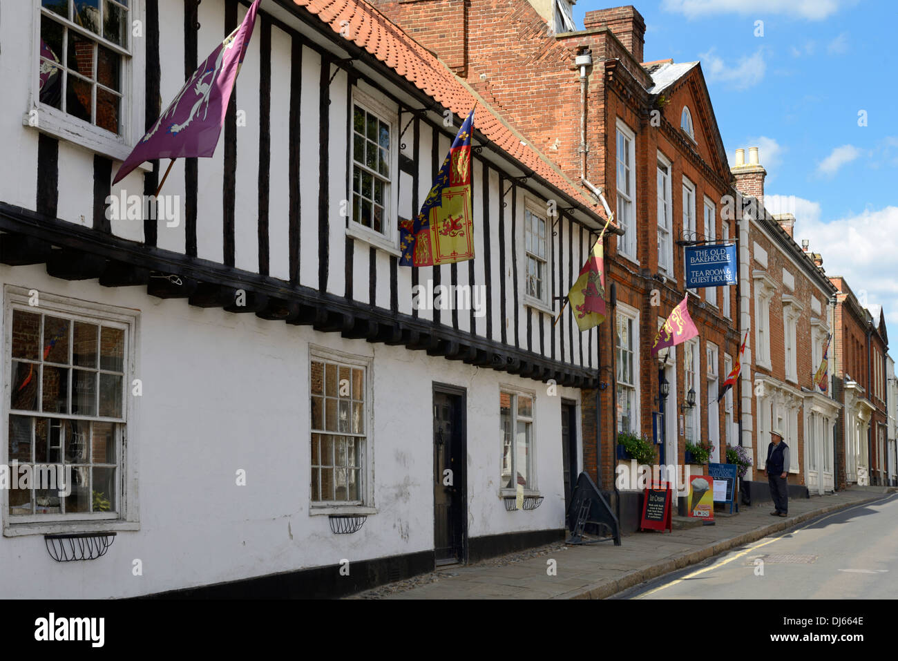 Mittelalterliches Fachwerk Gebäude, High Street, wenig Walsingham, Norfolk, England, United Kingdom, UK, Europa Stockfoto