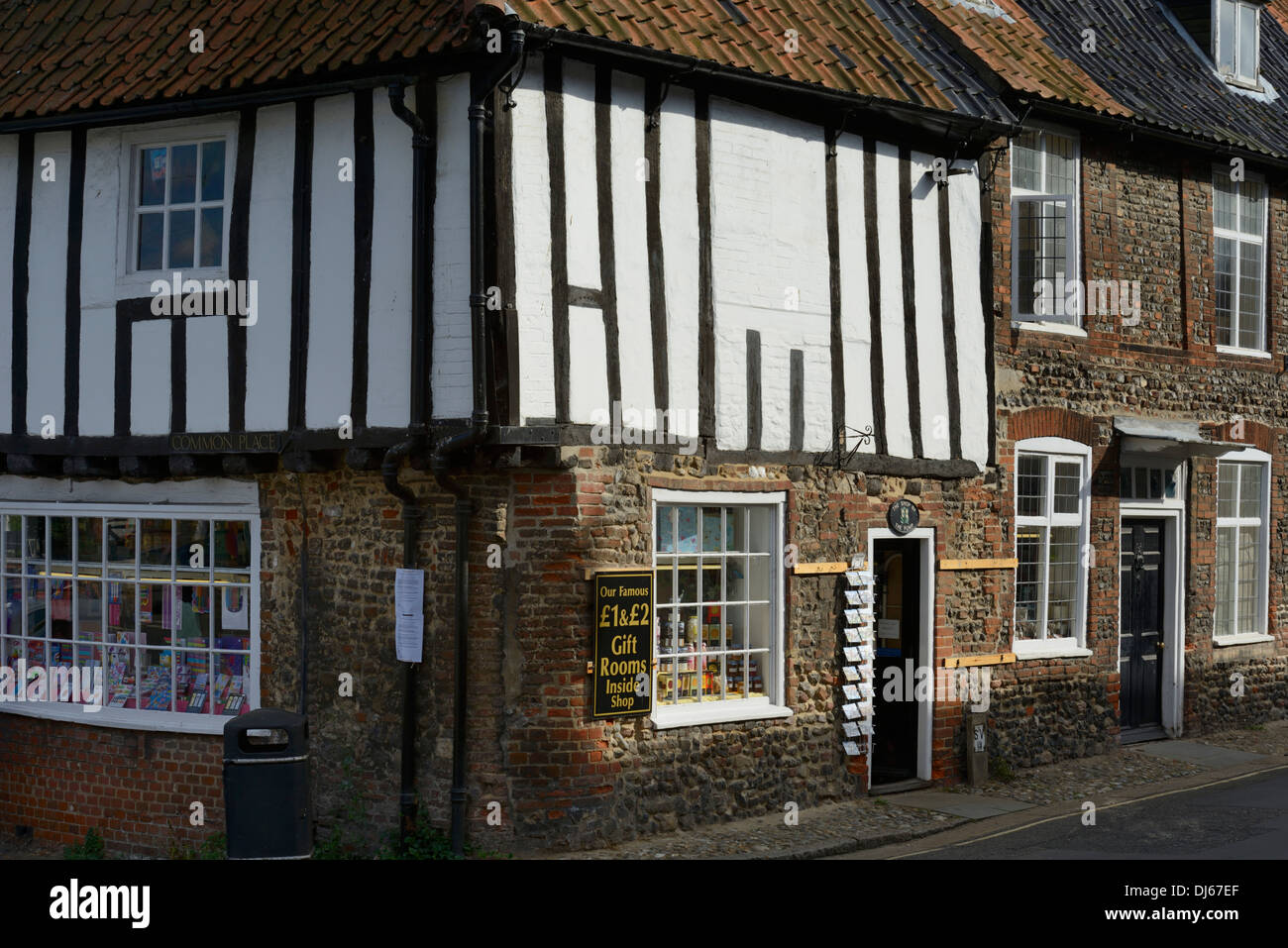 Mittelalterliches Fachwerk-Gebäude, High Street, wenig Walsingham, Norfolk, England, Vereinigtes Königreich, UK, Europa Stockfoto
