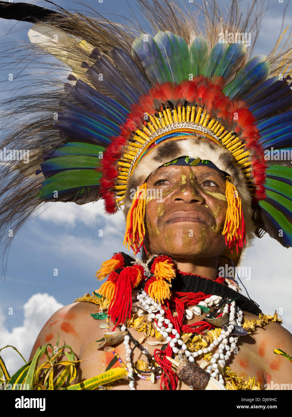 Yapa Rücken Singsing Seitengruppe, Jiwaka Provinz - Goroka Show, Papua-Neu-Guinea Stockfoto