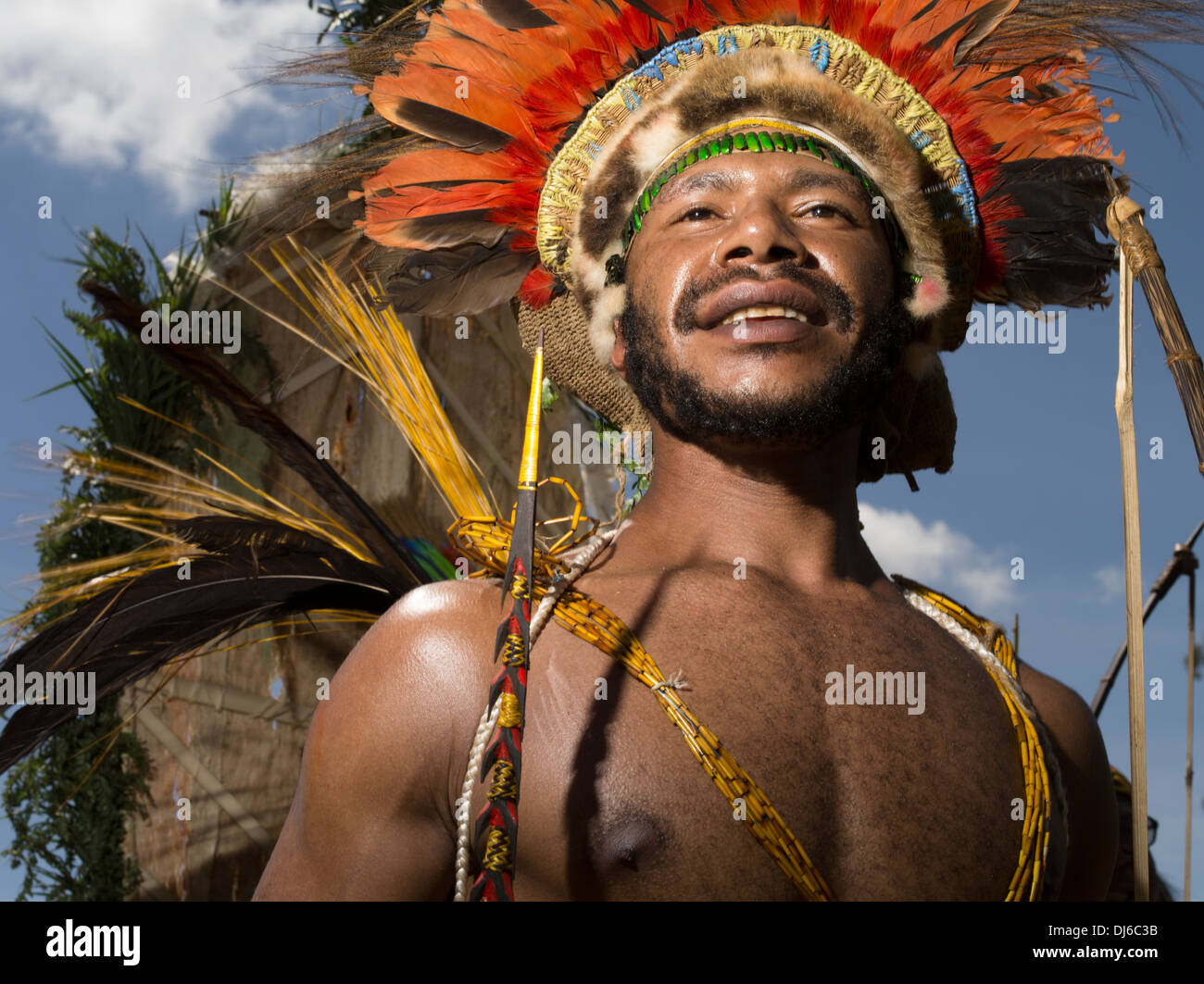 Orumba Singsing Group, Unggai, Eastern Highlands Provinz - Goroka Show, Papua New Guinea Stockfoto