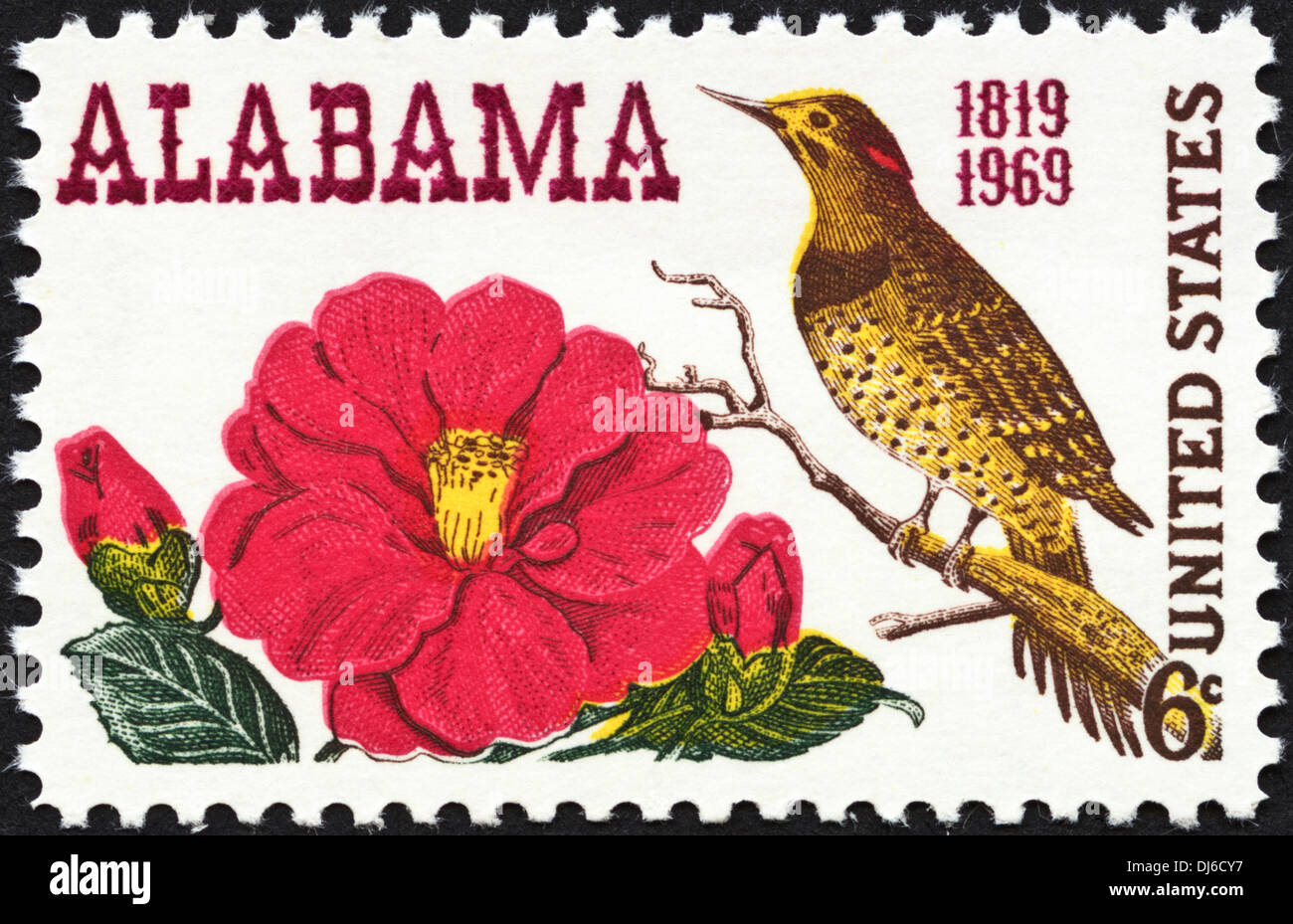Briefmarke USA 6c mit Alabama 1819-1969 datiert 1969 Stockfoto