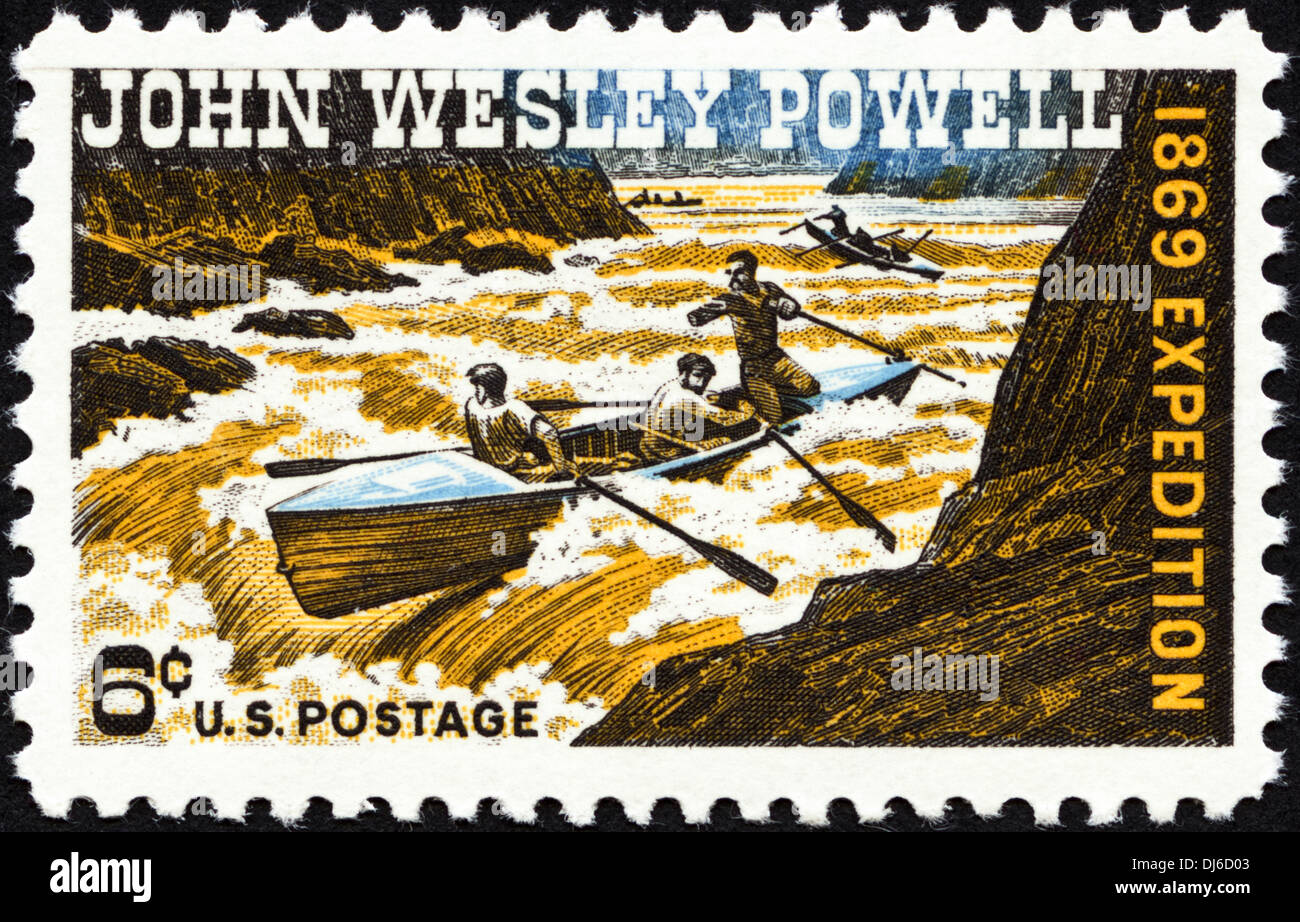 Briefmarke USA 6c mit John Wesley Powell 1869 Expedition datiert 1969 Stockfoto