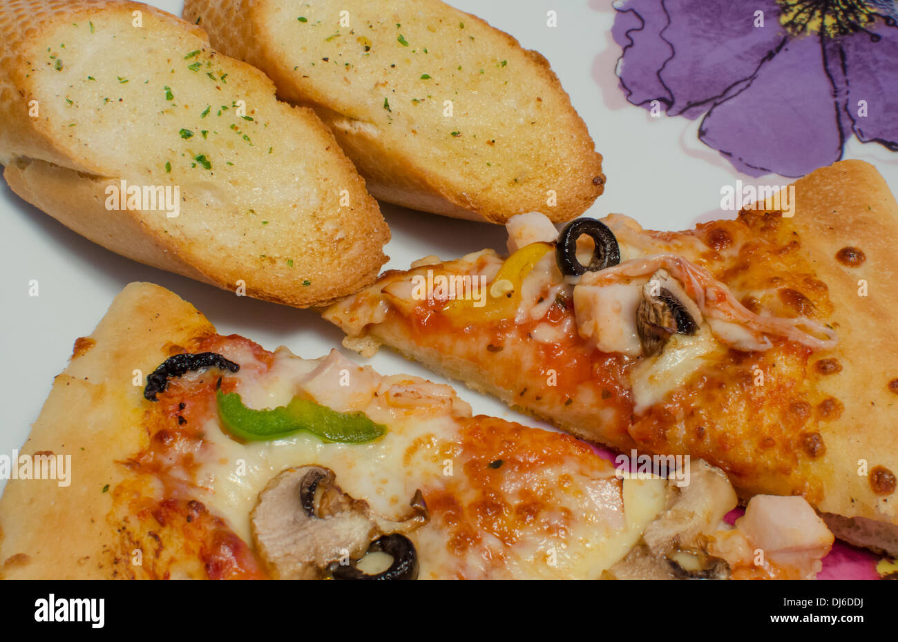 Pizza, Scheiben, zwei, Gemüse Stockfoto