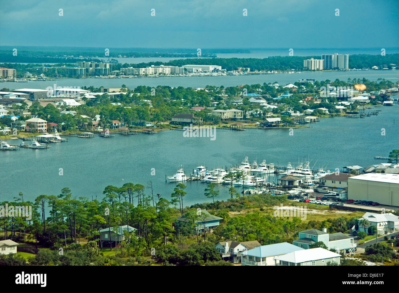 Alabama Gulf Coast Blick vom Orange Beach Buchten und Häfen um Bär Punkt. Stockfoto