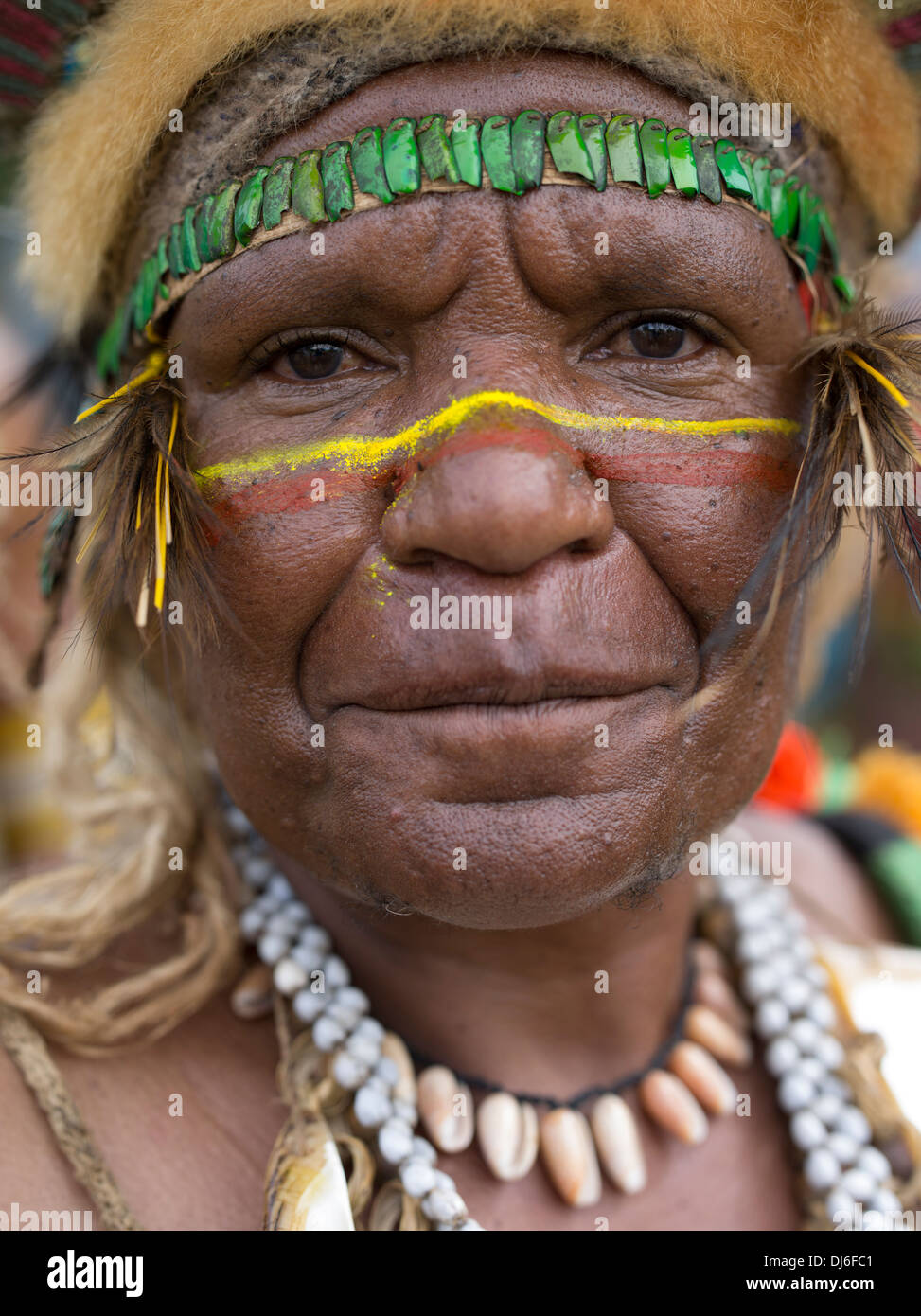 Indianerin, Goroka Show, Papua-Neu-Guinea. Stockfoto