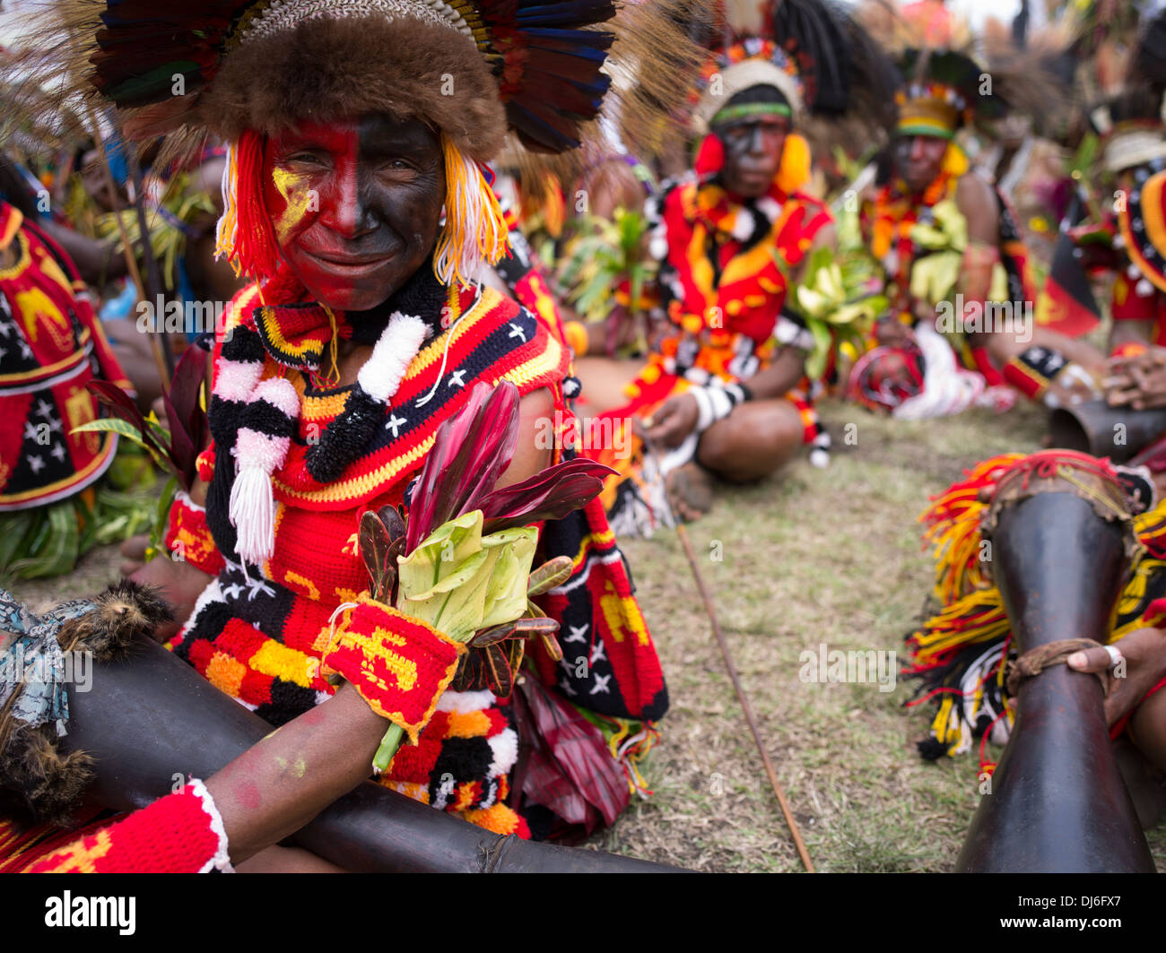 Gruppe von Stammes-Frauen in Goroka Show Kulturfestival, Goroka, Eastern Highlands Province, Papua Neu Guinea Stockfoto