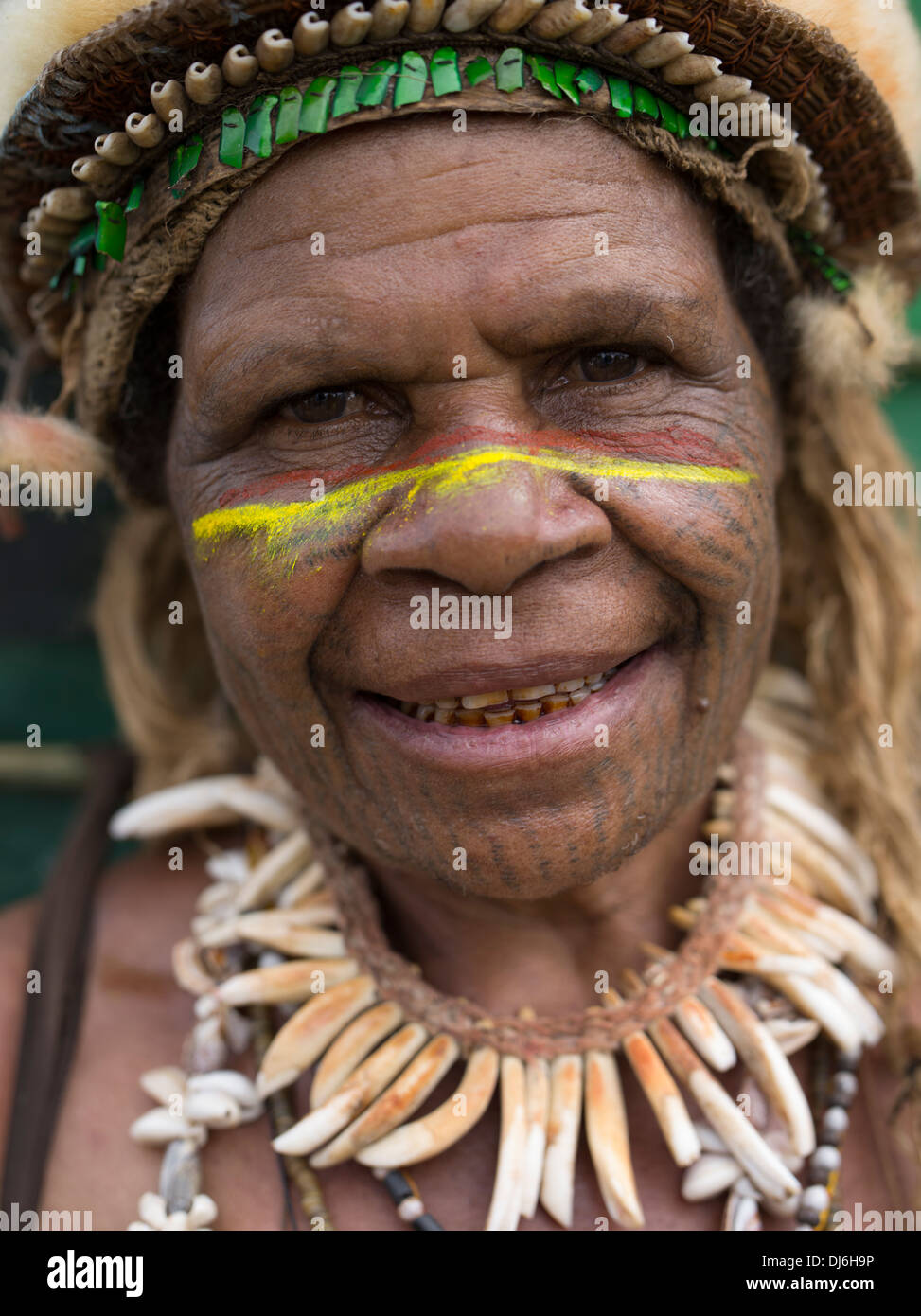 Indianerin, Goroka Show, Papua-Neu-Guinea. Stockfoto