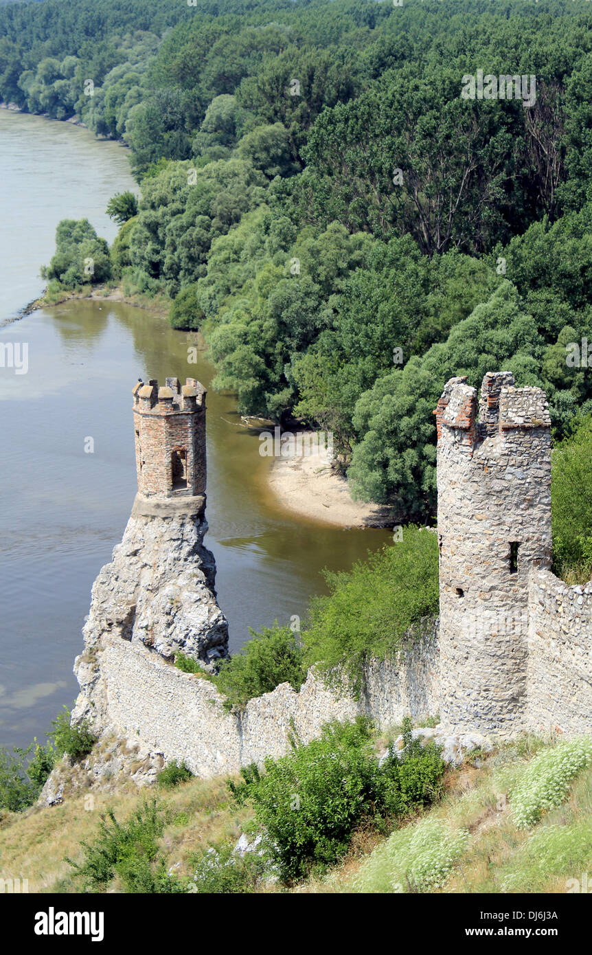 Burg Devin (in der Nähe von Bratislava an der Grenze zu Österreich). Slowakische Republik Stockfoto