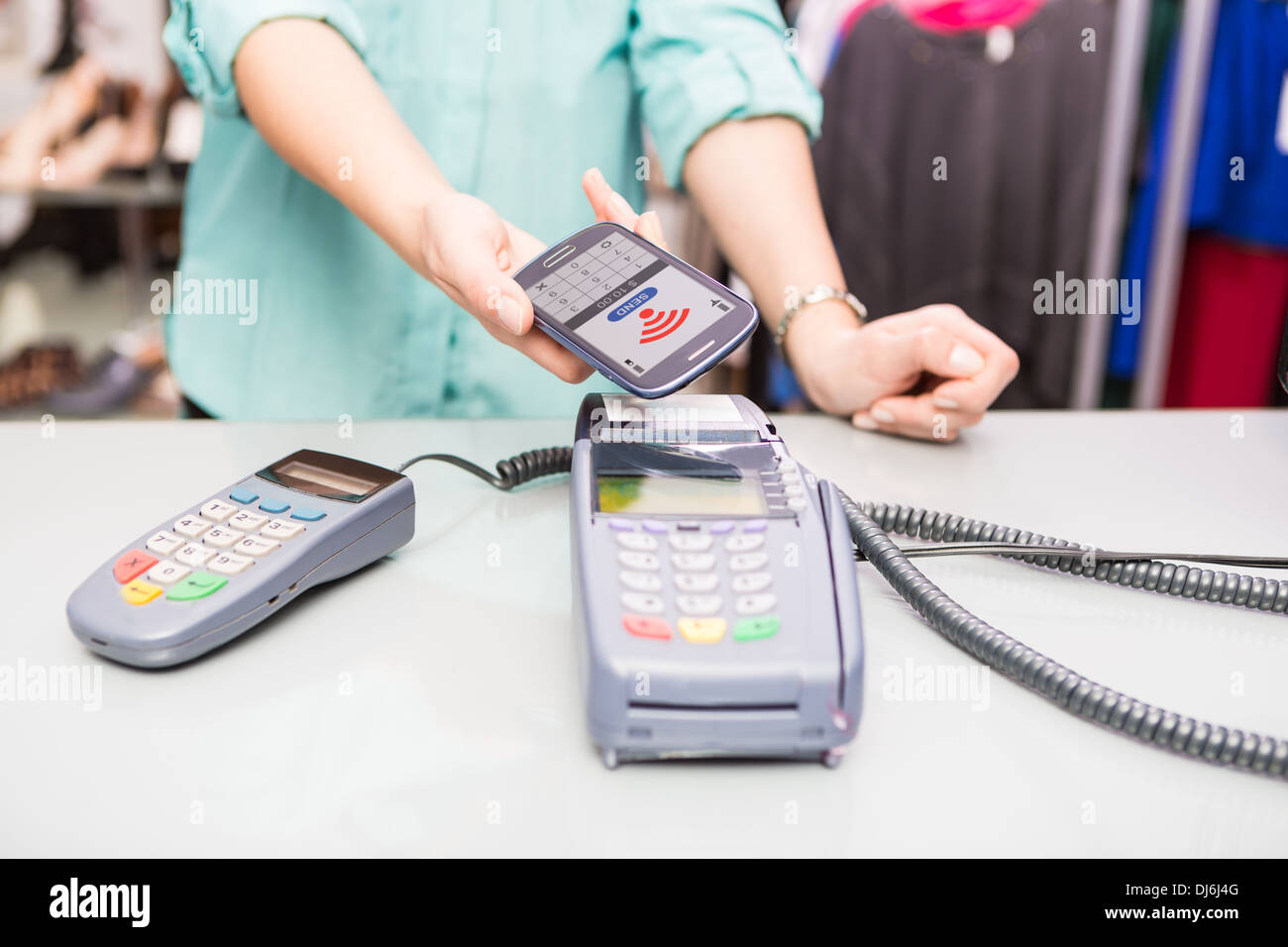 NFC - Nahfeld-Kommunikation, mobile-payment Stockfoto