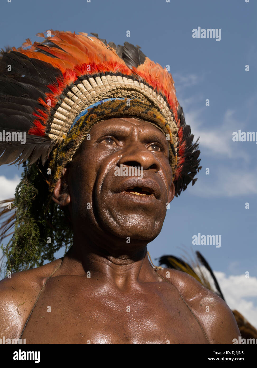 Orumba Singsing Group, Unggai, Eastern Highlands Provinz - Goroka Show, Papua New Guinea Stockfoto