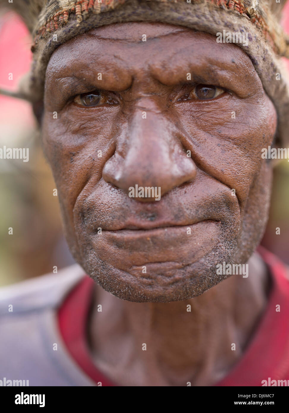 Ältere Menschen Goroka Provinz Singsing Gruppenmitglied, Goroka Show, Papua New Guinea Stockfoto