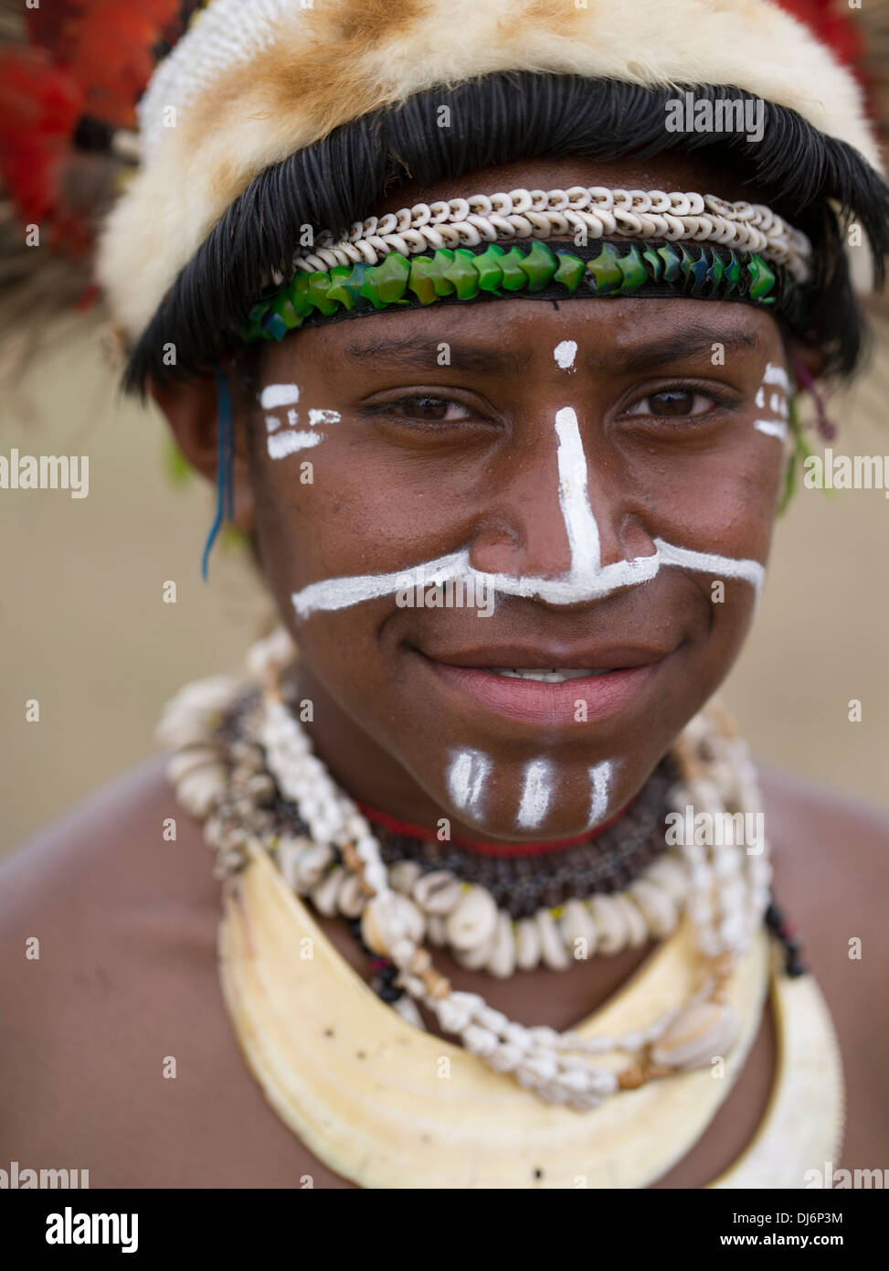 Junge Indianerin in Goroka Show Kulturfestival, Goroka, Eastern Highlands Province, Papua Neu Guinea Stockfoto