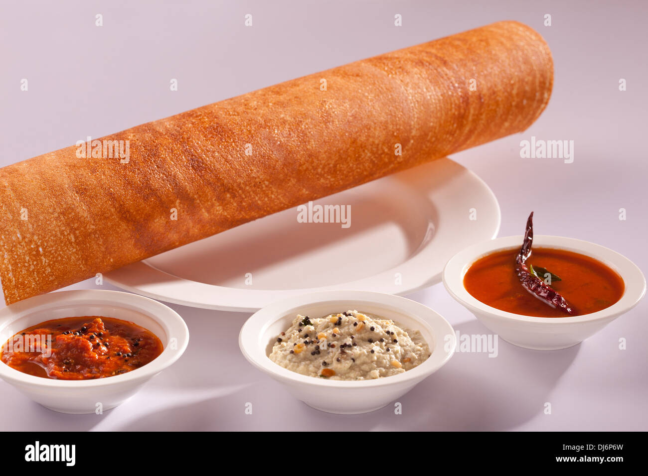 Masala Dosa ist ein knusprigen Pfannkuchen aus South Indian Cuisine Stockfoto