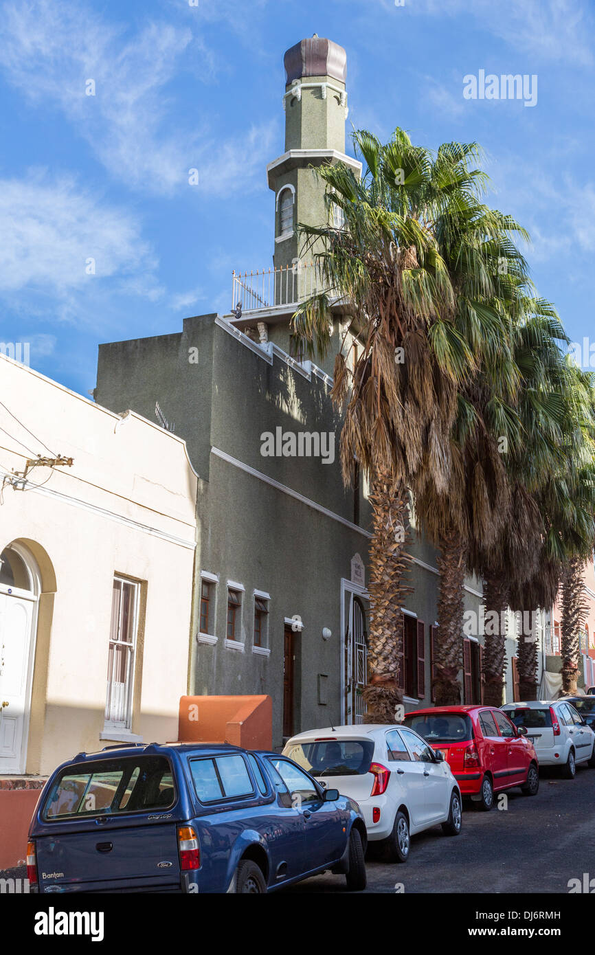 Südafrika. Kapstadt, Bo-Kaap. Al-Awwal (Auwal) Moschee, die erste Moschee in Kapstadt. Dorp Street. Stockfoto