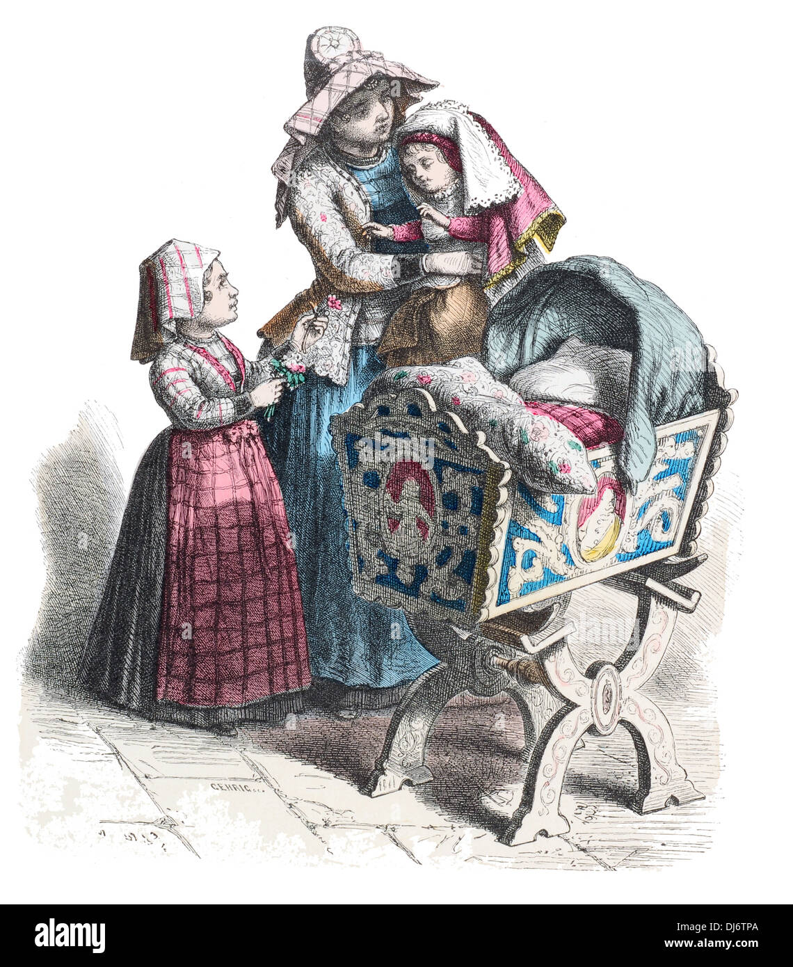 19. Jahrhundert niederländische Kostüm Kinder traditionelle Country-Folk Stockfoto