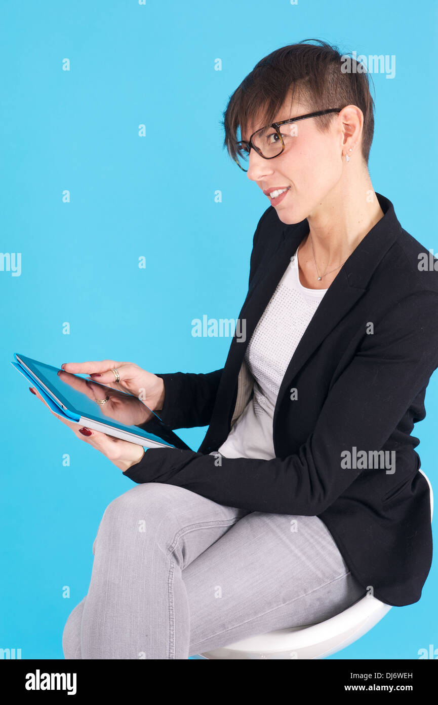 Geschäftsfrau mit digital-Tablette Stockfoto