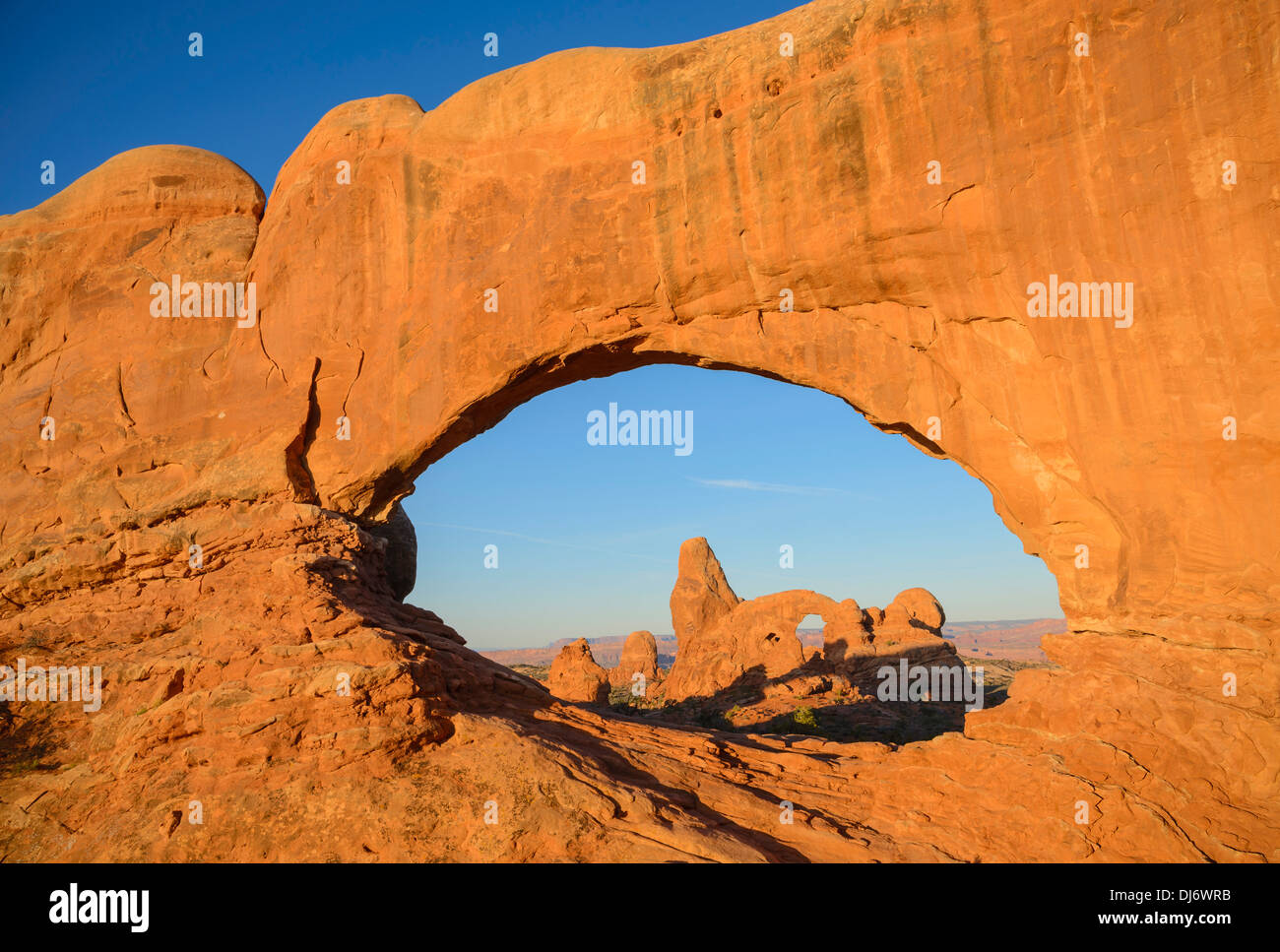 Nord-Fenster und Turret Arch, Arches-Nationalpark, Utah, USA Stockfoto