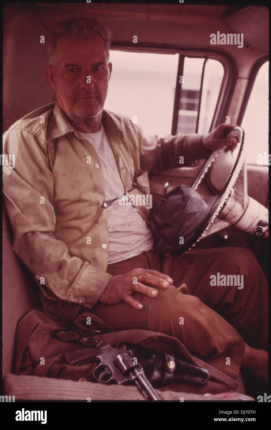 JULIUS DILBECK, EIN PENSIONIERTER BERGMANN IN SEINEM PICKUP CLAIRFIELD, TENNESSEE, NÖRDLICH VON KNOXVILLE IN CLAIRBORNE. 547 Stockfoto