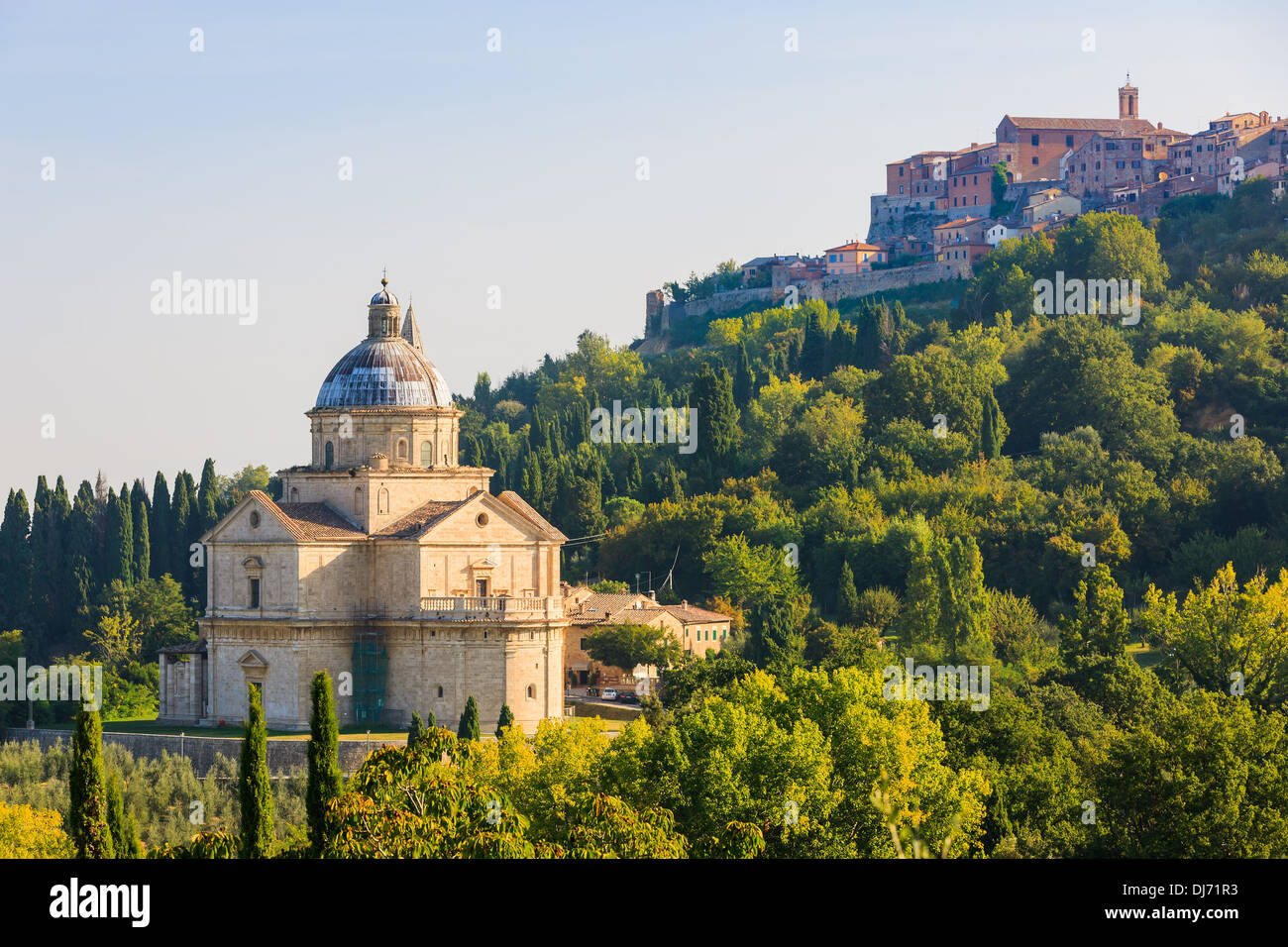 Die Wallfahrtskirche San Biagio, Montepulciano, Italien Stockfoto