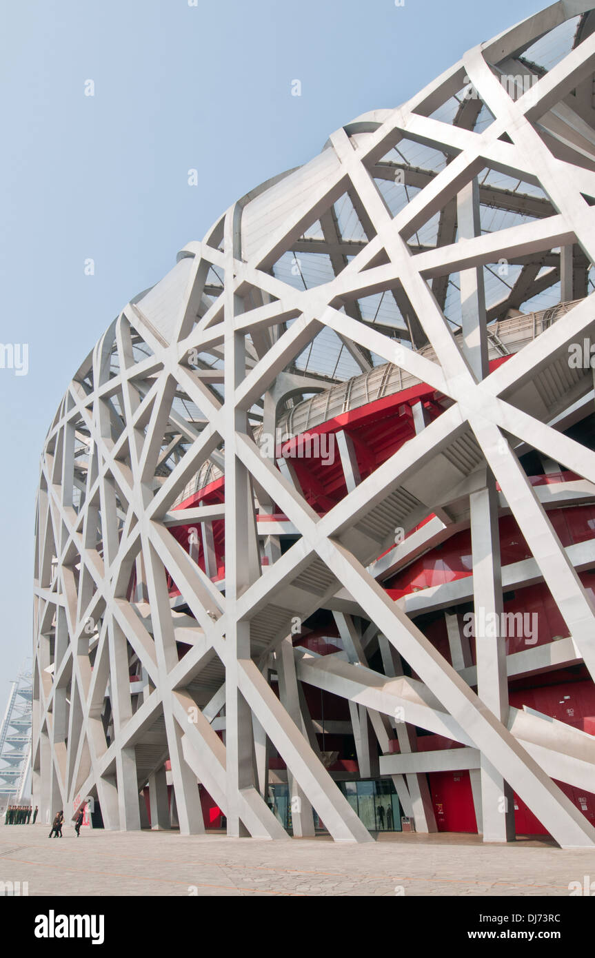 Nationalstadion, auch bekannt als das Vogelnest in Chaoyang District, Beijing, China Stockfoto