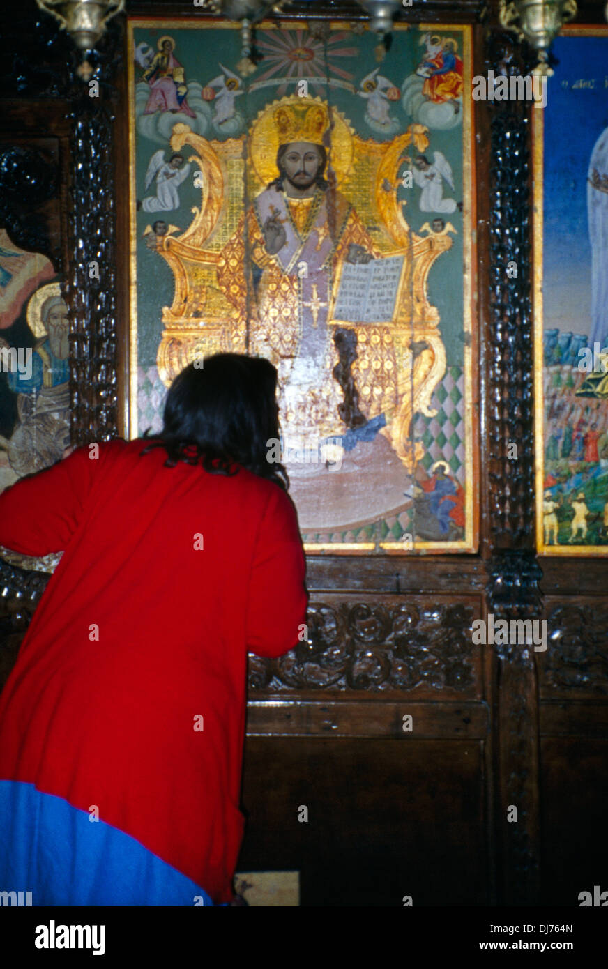 Rhodos Griechenland küssen Ikone In der Kirche Stockfoto