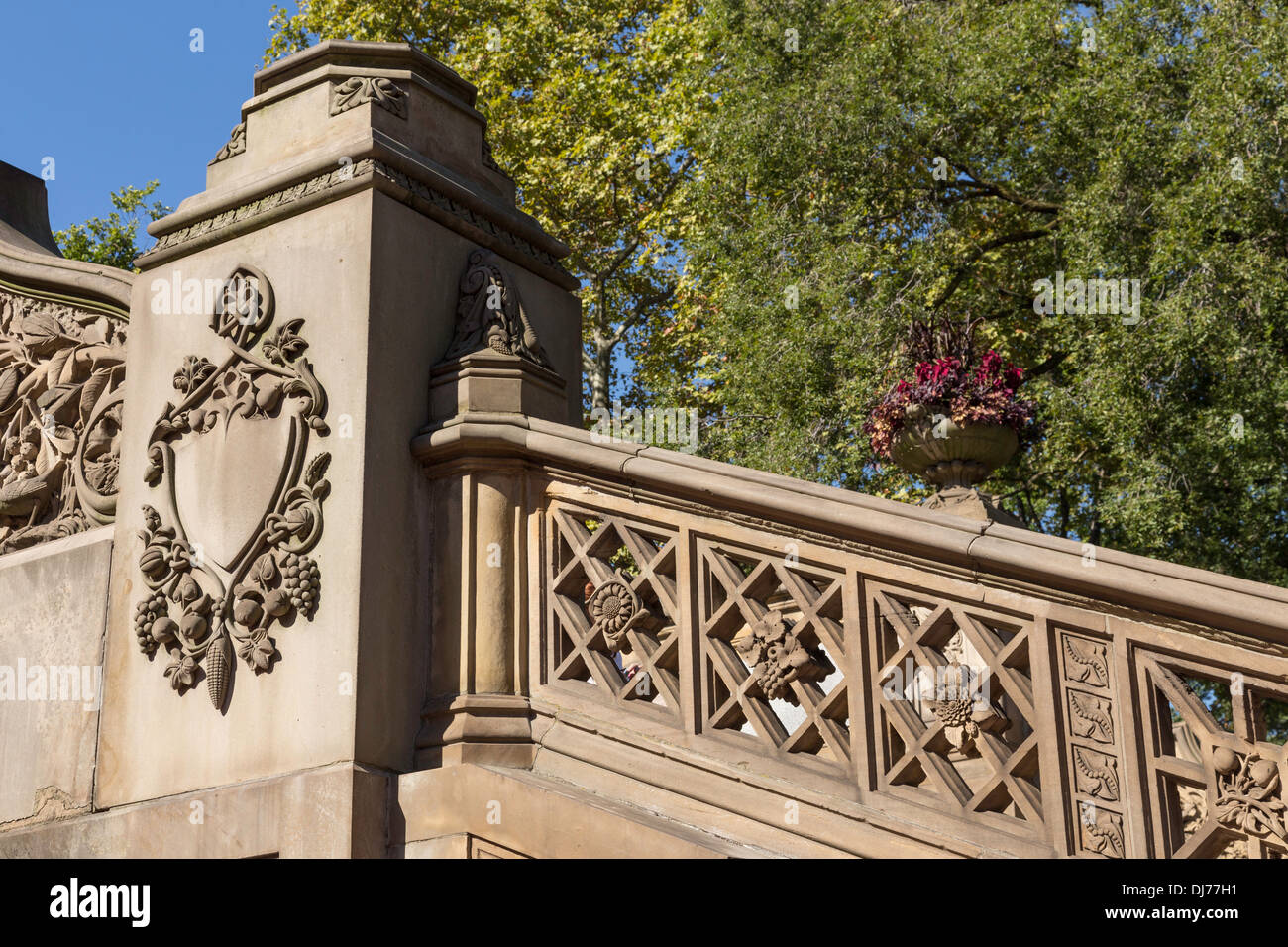 Bethesda Terrasse Details, Central Park, New York City Stockfoto